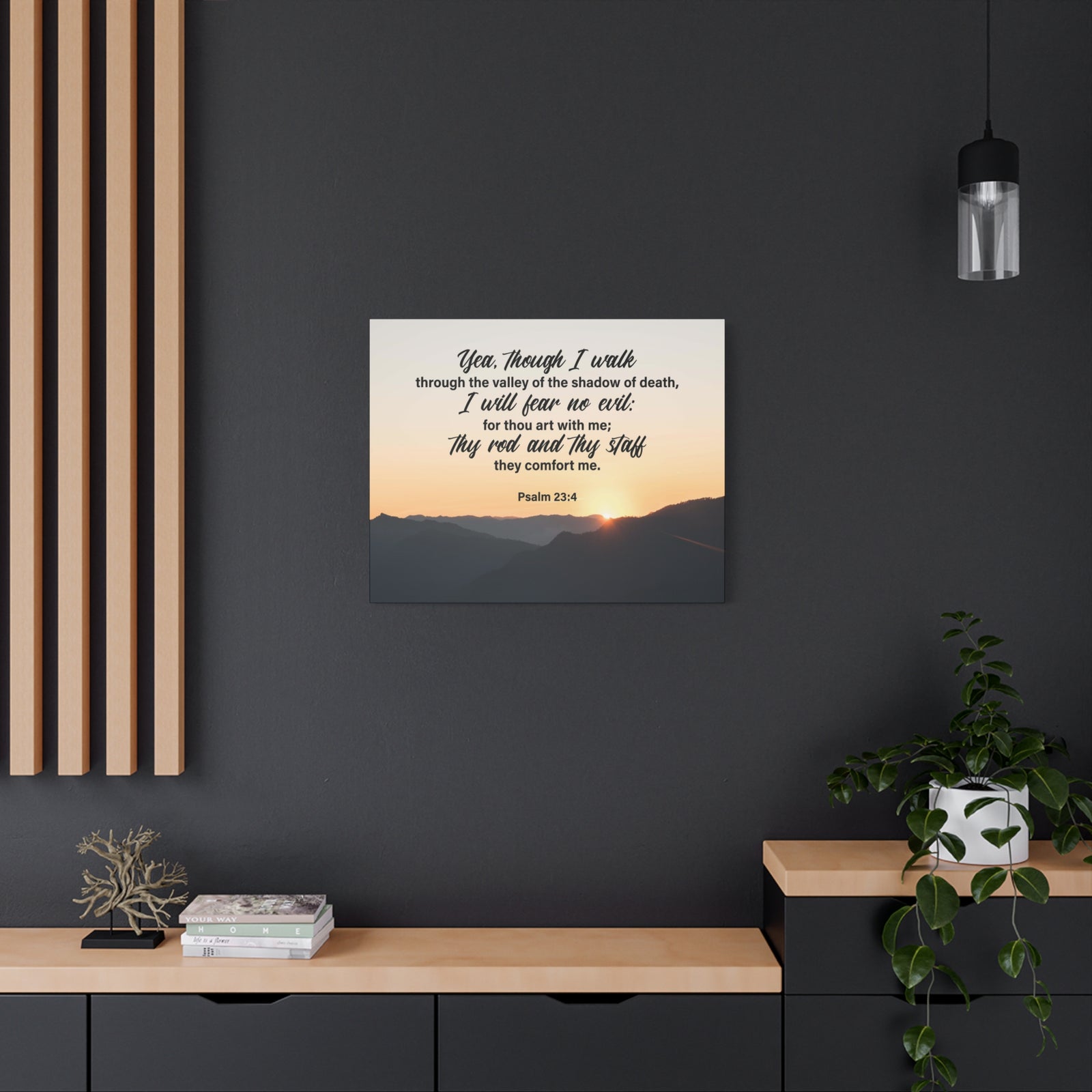 Bible Verse Canvas I WIll Fear No Evil Psalm 23:4 Wall Art Christian Home Decor Psalm 23:4-Express Your Love Gifts
