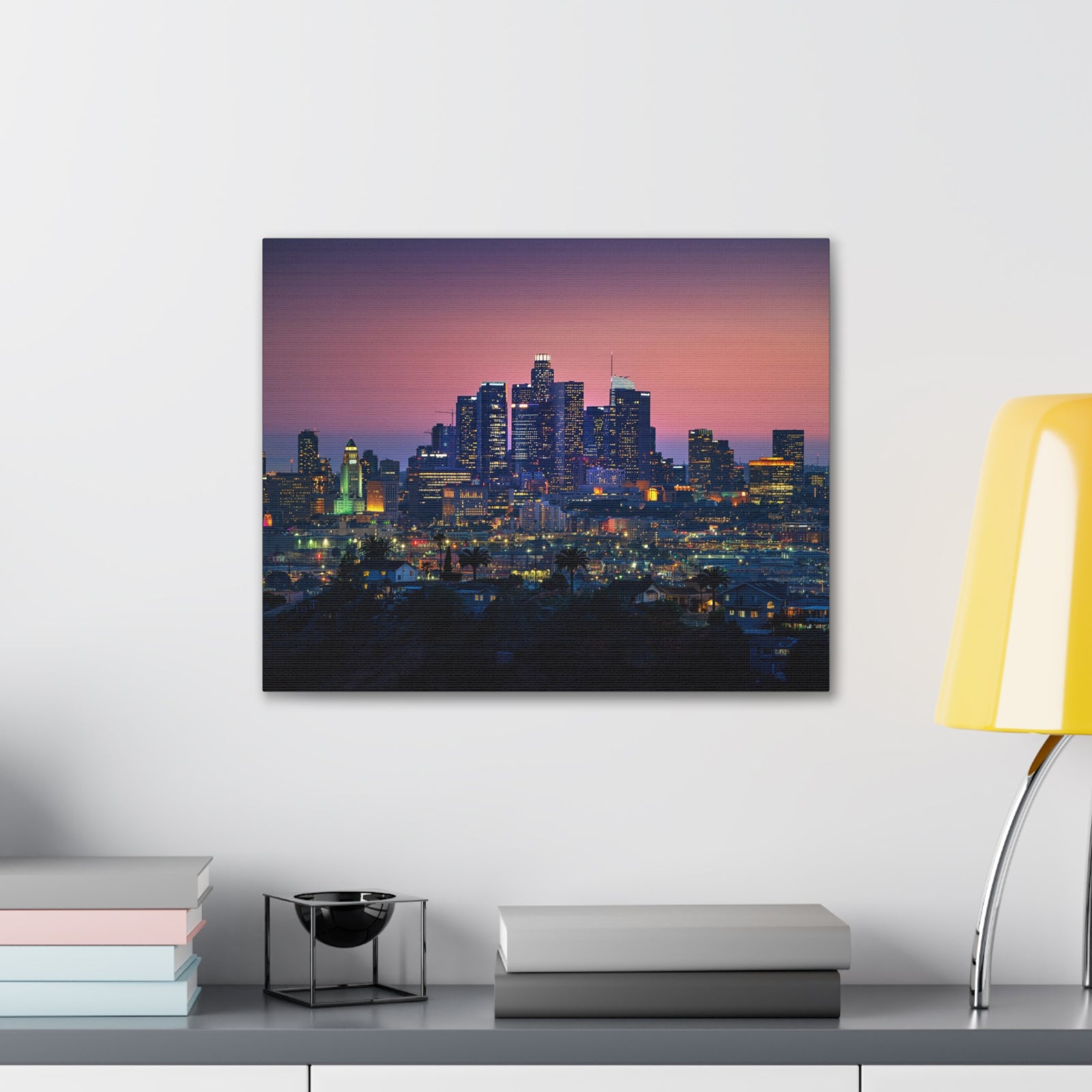 Los Angeles Night Skyline Canvas Artwork High-Quality Breathtaking Stunning Cityscape for Home Decor Ready to Hang-Express Your Love Gifts