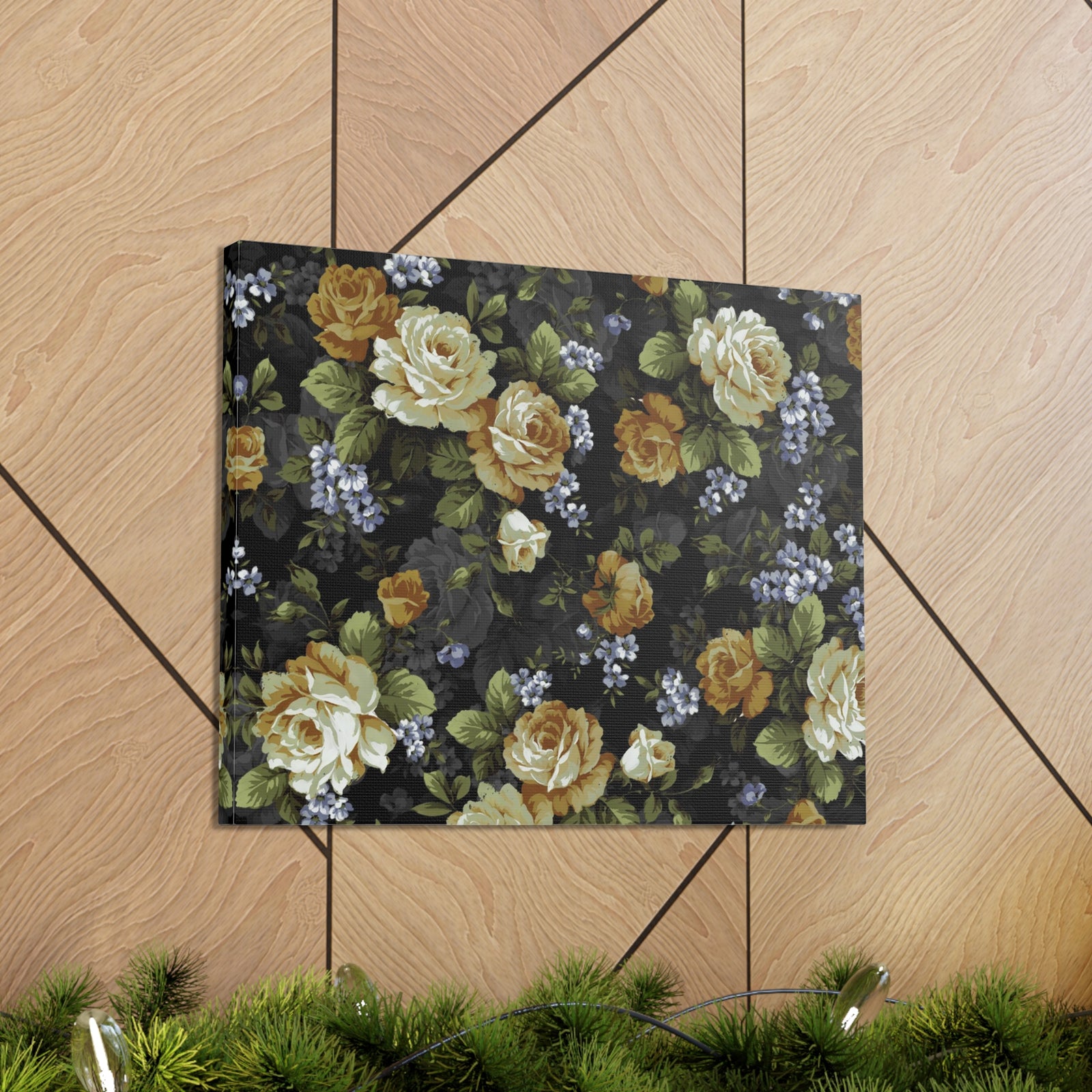 Monochrome Rose And Gray Small Flowers Flower Canvas Wall Art for Home Decor Ready-to-Hang-Express Your Love Gifts