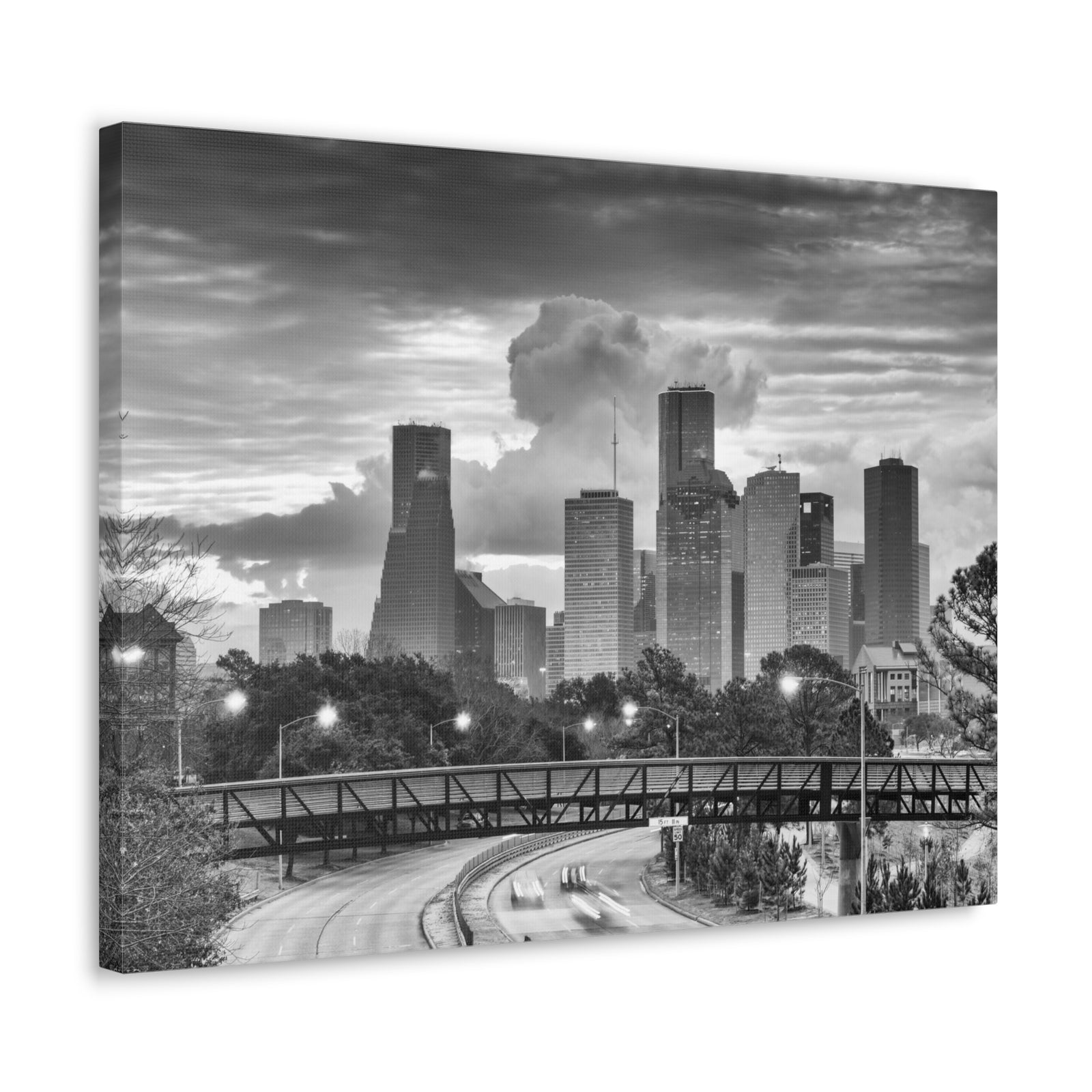 Houston Black And White Skyline Canvas Artwork High-Quality Breathtaking Stunning Cityscape for Home Decor Ready to Hang-Express Your Love Gifts