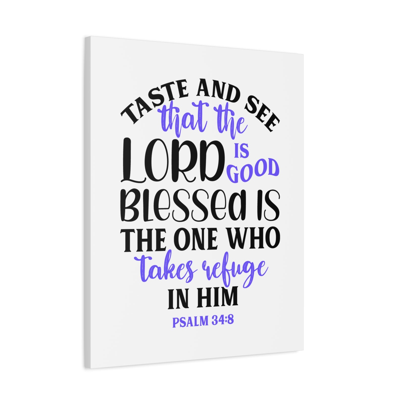 Scripture Canvas Blessed Is The One Psalm 34:8 Christian Wall Art Bible Verse Print Ready to Hang-Express Your Love Gifts