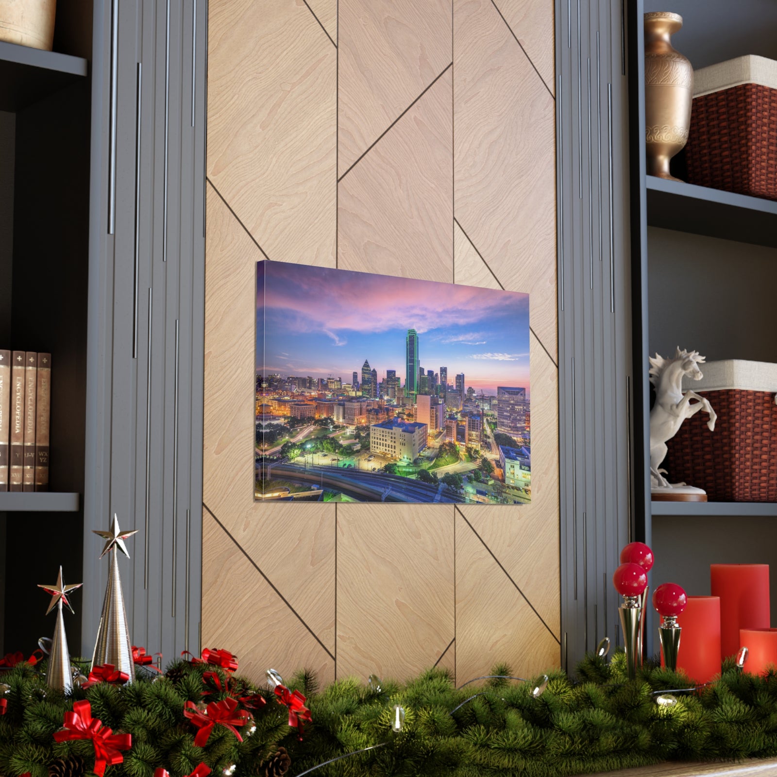 Dallas Night Skyline Canvas Artwork High-Quality Breathtaking Stunning Cityscape for Home Decor Ready to Hang-Express Your Love Gifts