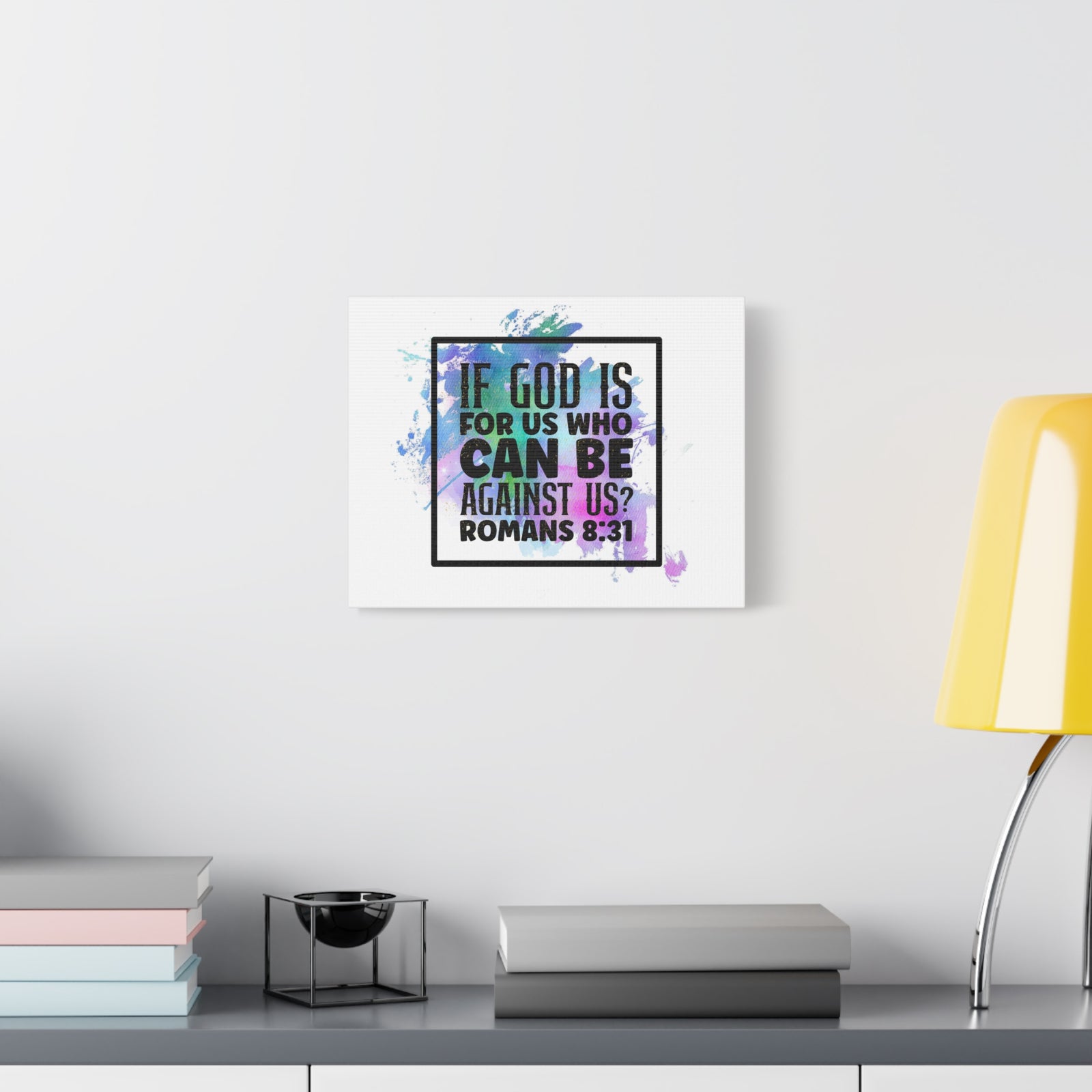 Scripture Walls Romans 8:31 Who Can Be Against Us Bible Verse Canvas Christian Wall Art Ready to Hang Unframed-Express Your Love Gifts