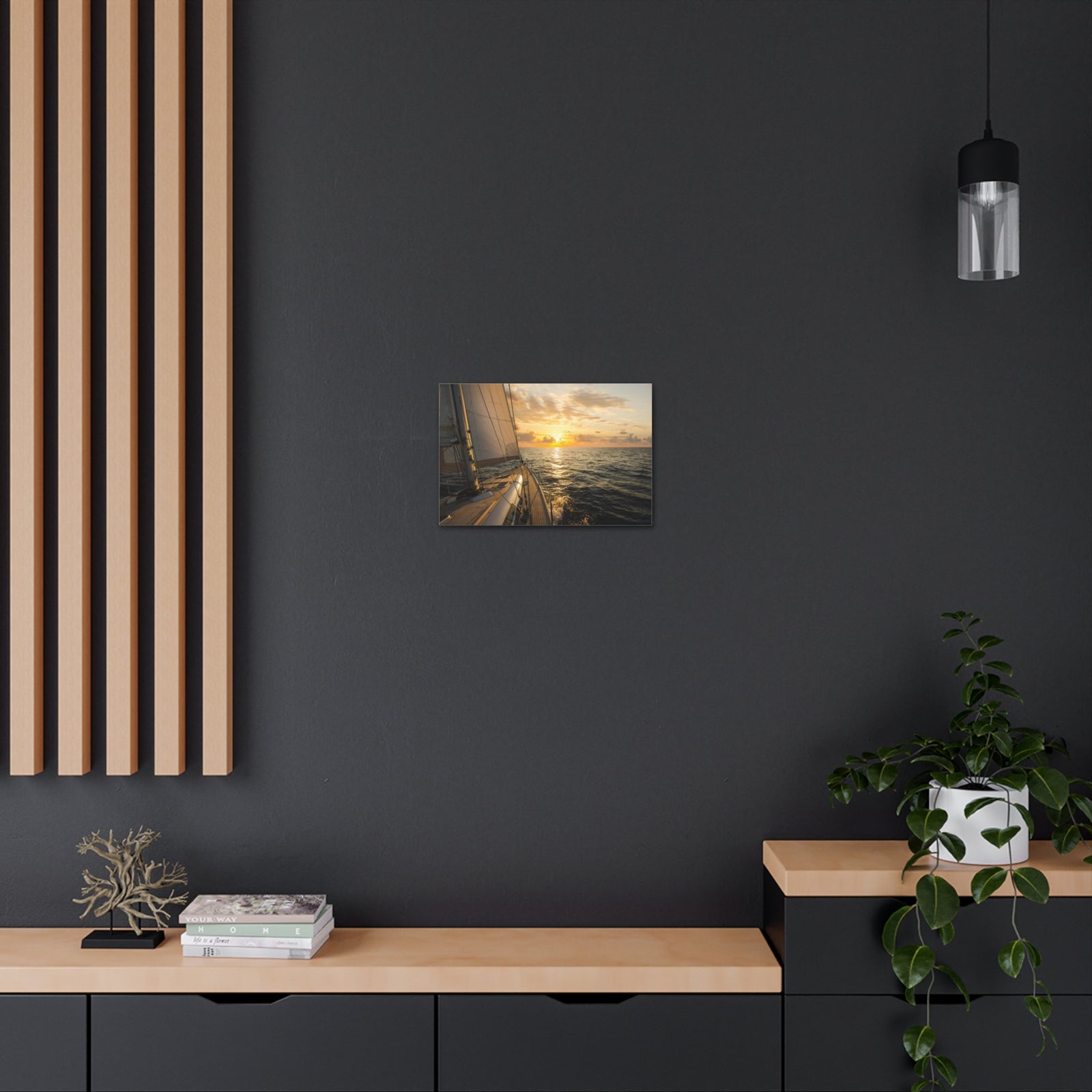 Sailboat Sailing In Mediterranean Sea At Sunset Ocean Canvas Wall Art for Home Decor Ready-to-Hang-Express Your Love Gifts