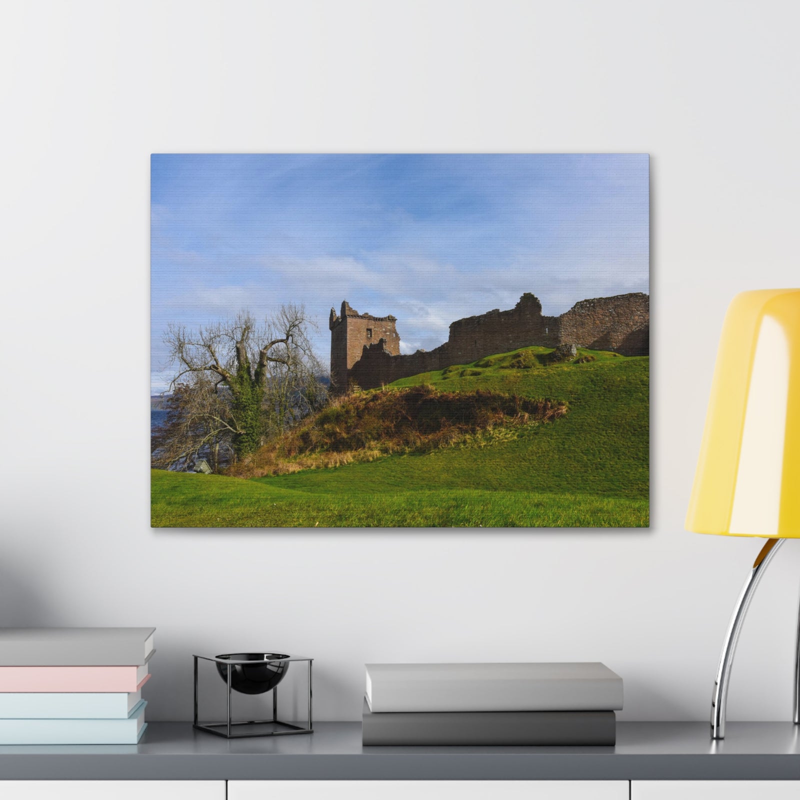 Ruins of Urquhart Scotland Nature Wilderness Photography Canvas Wall Art for Home Decor Ready-to-Hang-Express Your Love Gifts