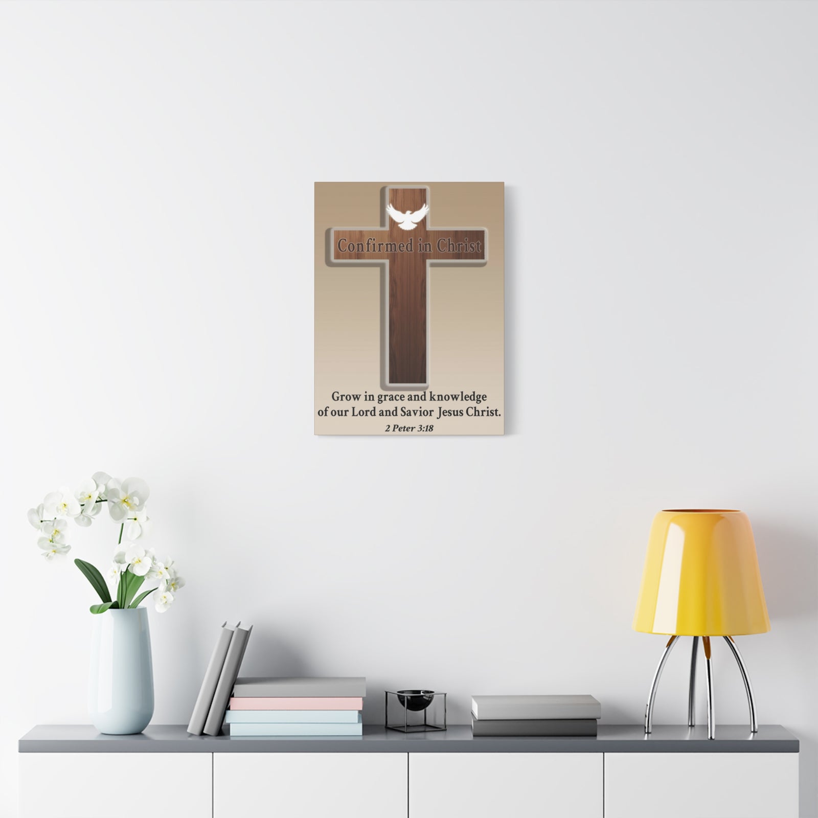 Scripture Walls 2 Peter 3:18 Confirmed in Christ Cross Bible Canvas Christian Wall Art Ready to Hang Unframed-Express Your Love Gifts