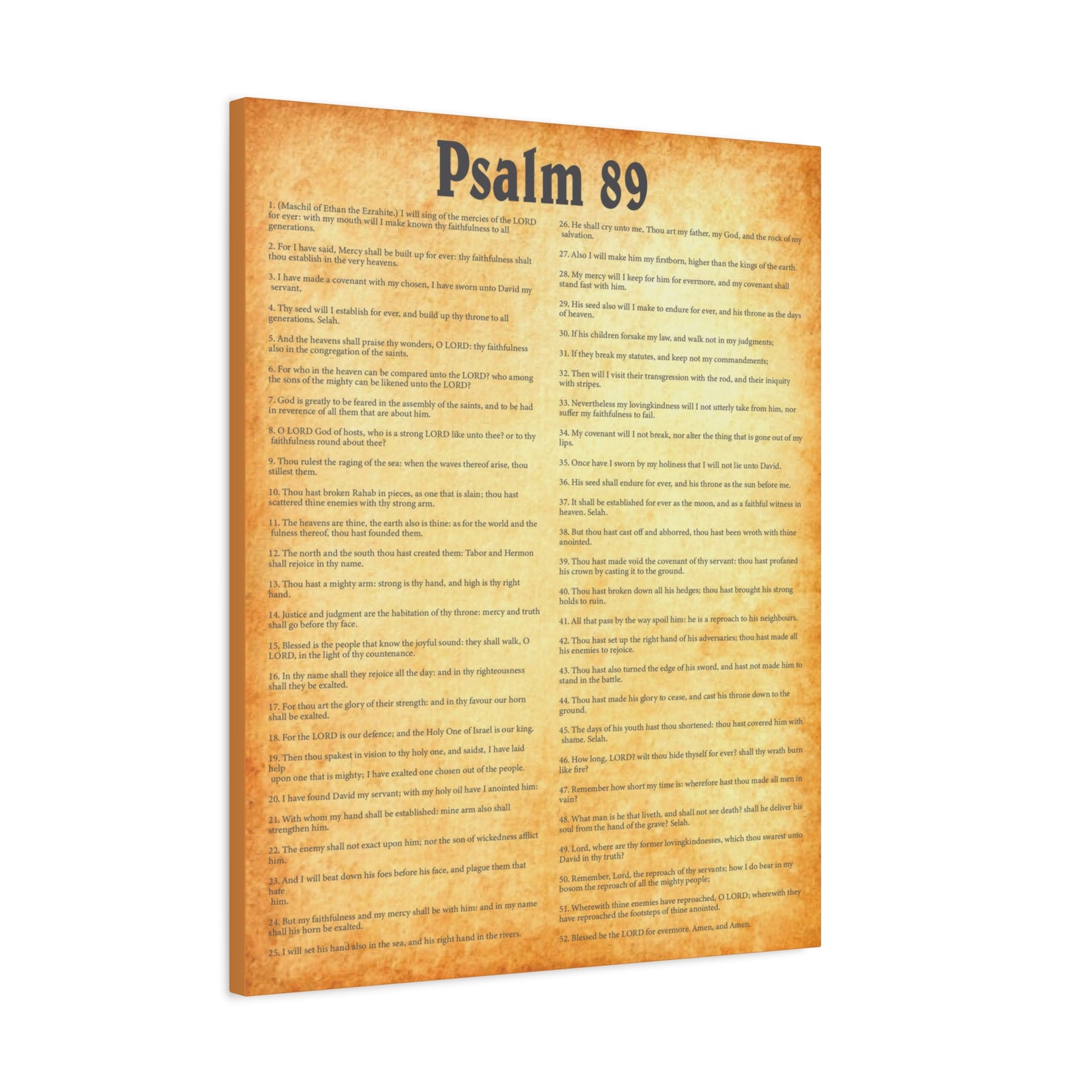 Scripture Walls Psalm 89 Gold Bible Chapter Canvas Christian Wall Art Ready to Hang-Express Your Love Gifts