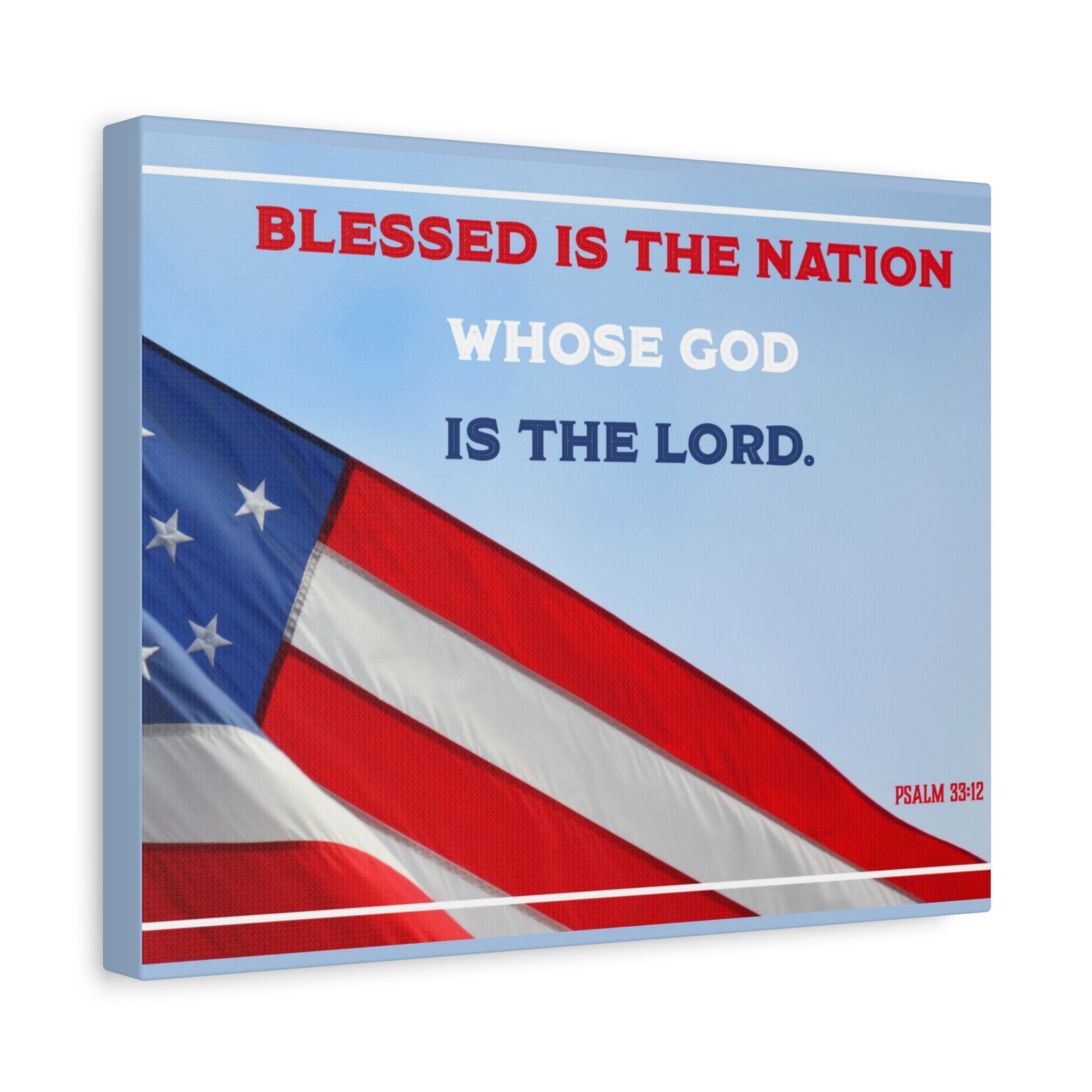 Scripture Canvas Blessed Is The Nation Psalm 33:12 Christian Wall Art Bible Verse Print Ready to Hang-Express Your Love Gifts