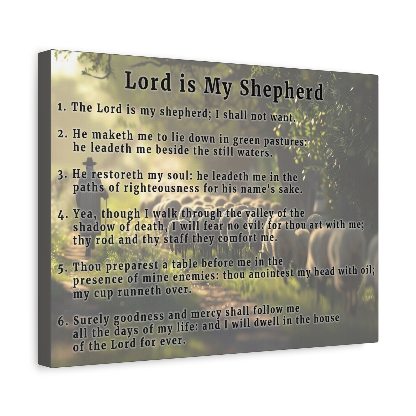 Scripture Walls Lord is My Shepherd Psalm 23 Green Bible Verse Canvas Christian Wall Art Ready to Hang Unframed-Express Your Love Gifts