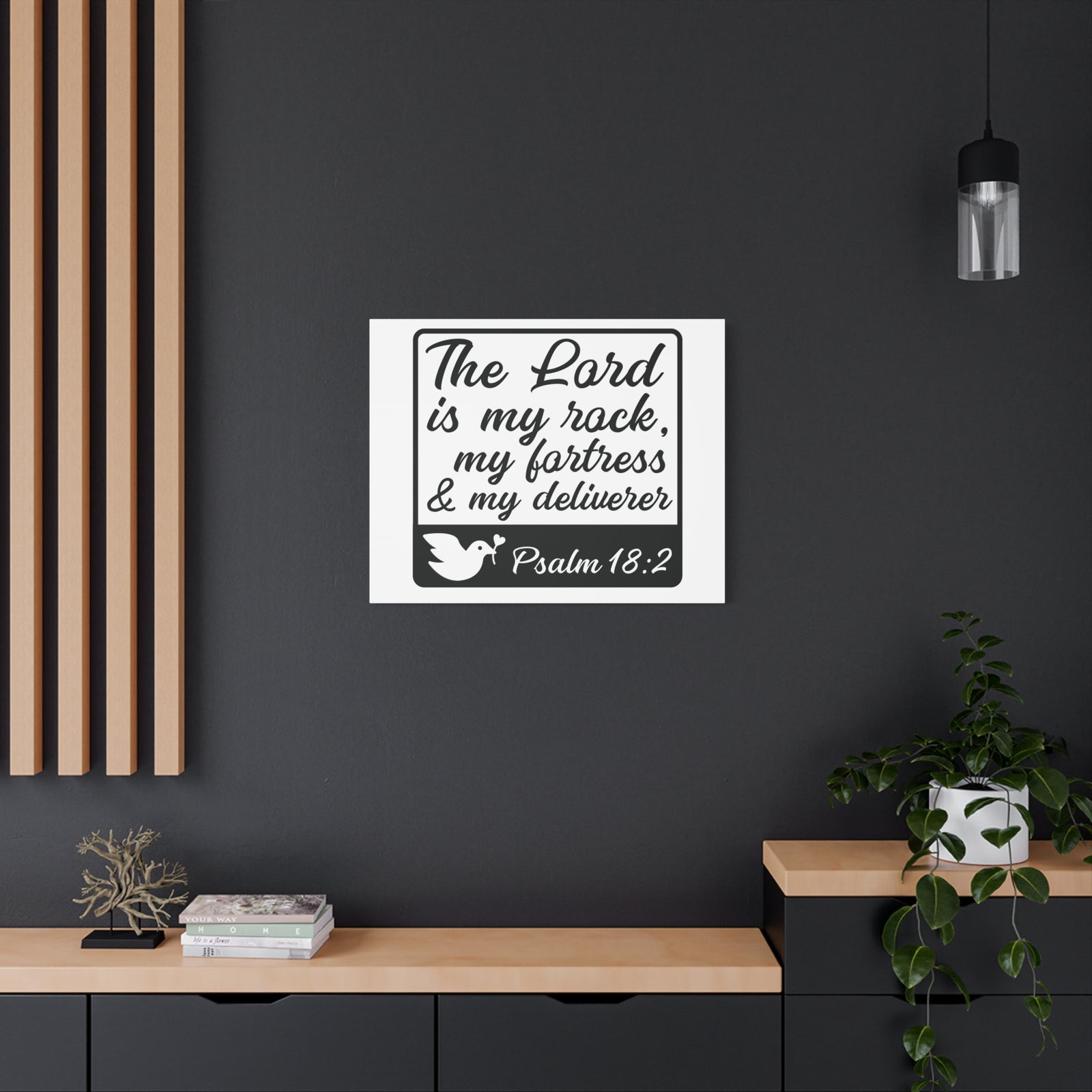 Scripture Canvas The Lord Is Psalm 18:2 Christian Wall Art Bible Verse Print Ready to Hang-Express Your Love Gifts