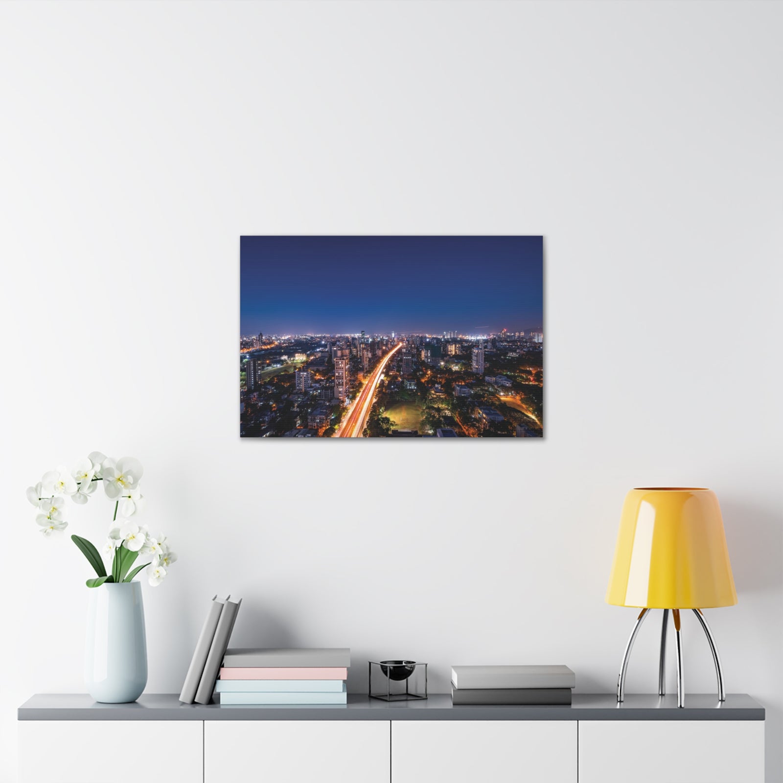 Mumbai Night Skyline Canvas Artwork High-Quality Breathtaking Stunning Cityscape for Home Decor Ready to Hang-Express Your Love Gifts