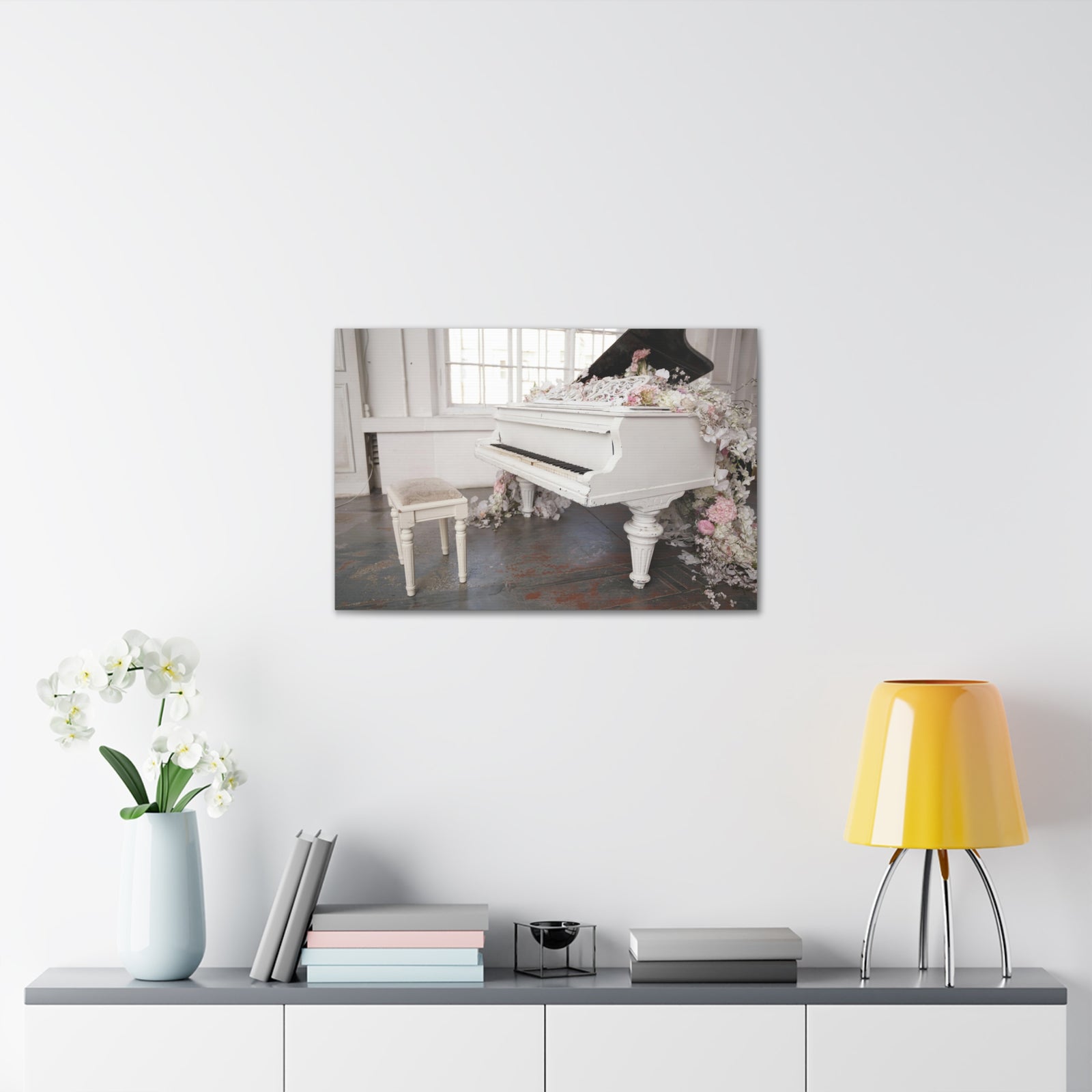 Piano with Flowers Music Lover's Delight Piano Keyboard Canvas Wall Art for Home Decor Ready-to-Hang-Express Your Love Gifts
