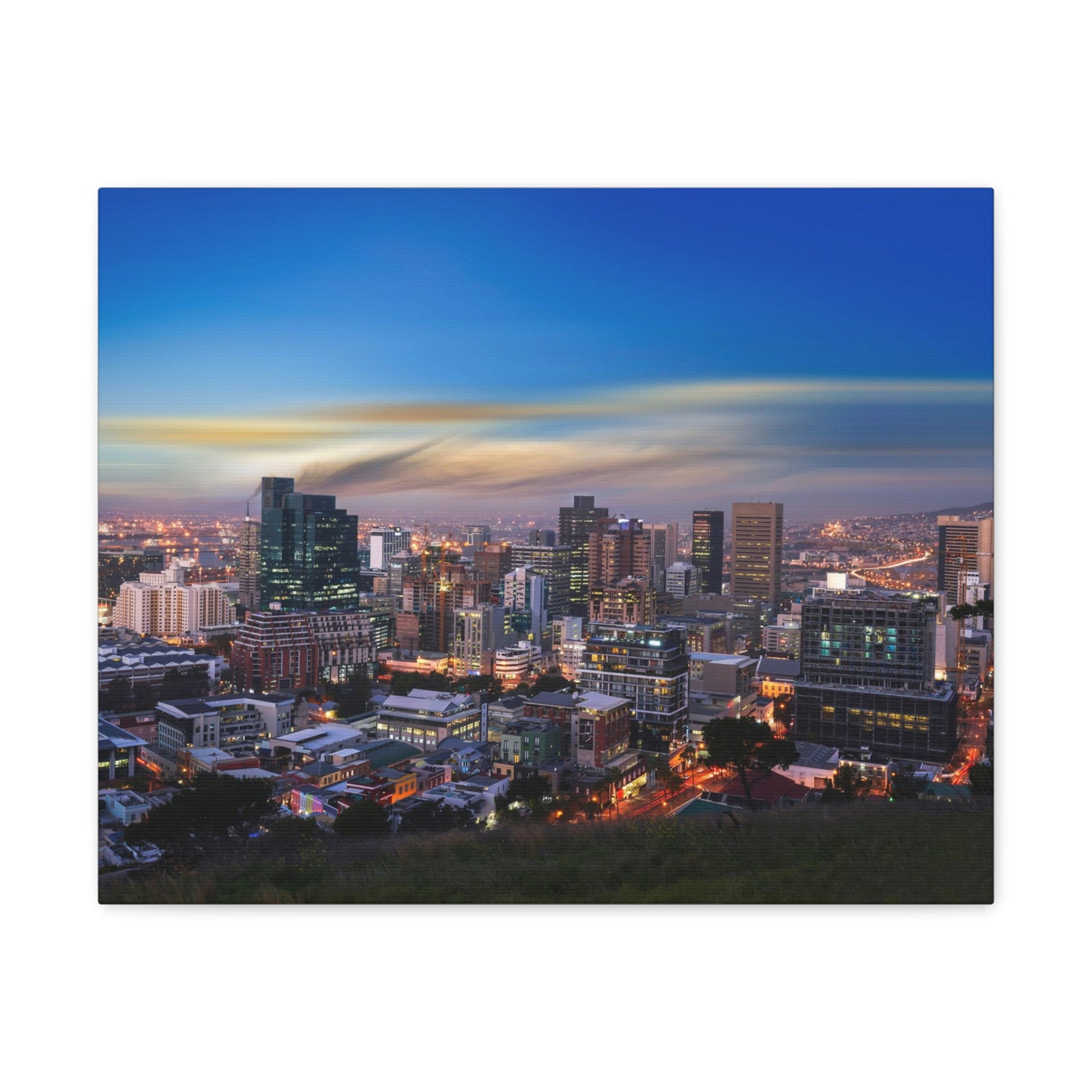 Cape Town Night Skyline Canvas Artwork High-Quality Breathtaking Stunning Cityscape for Home Decor Ready to Hang-Express Your Love Gifts