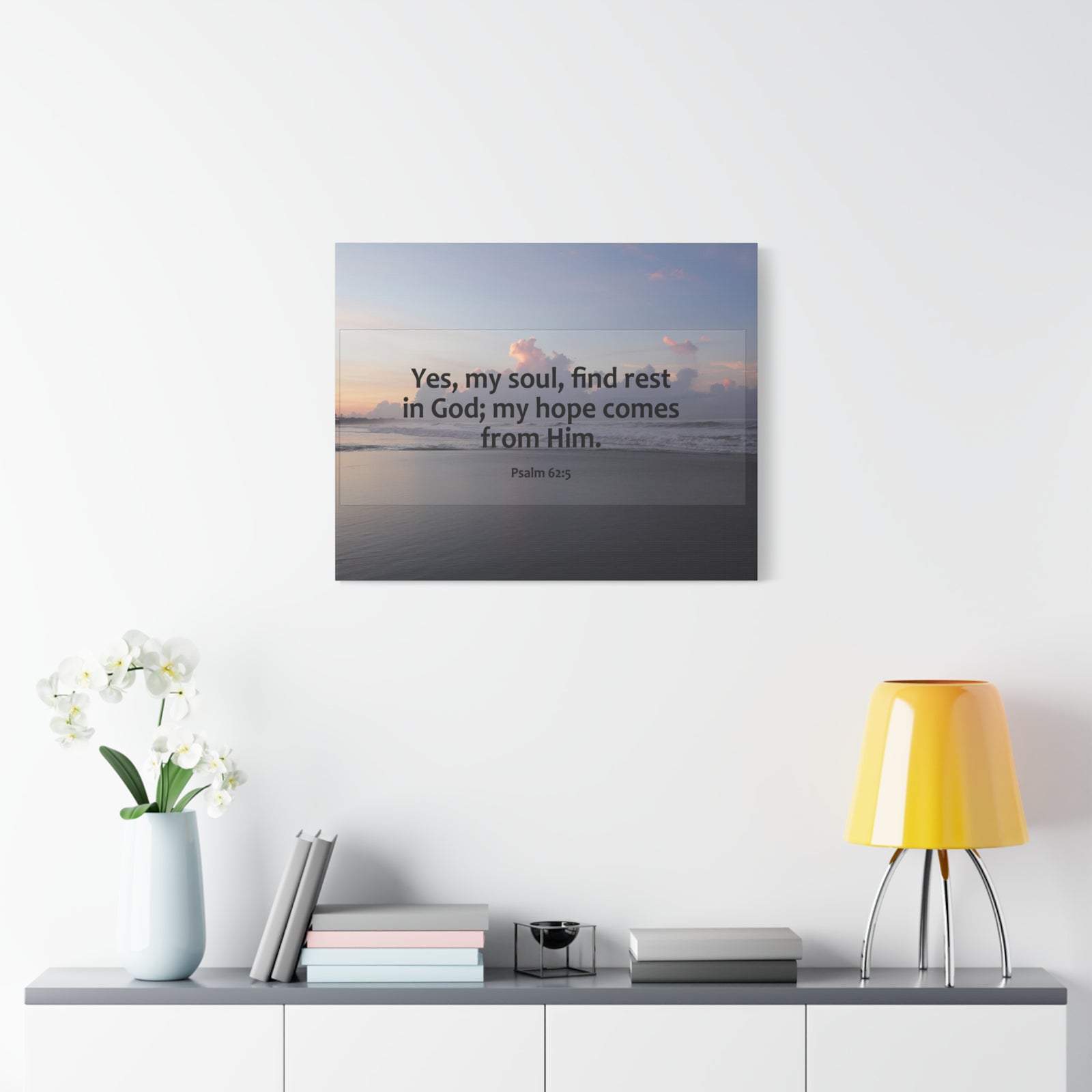 Scripture Canvas Find Rest In God Psalm 62:5 Christian Wall Art Bible Verse Print Ready to Hang-Express Your Love Gifts