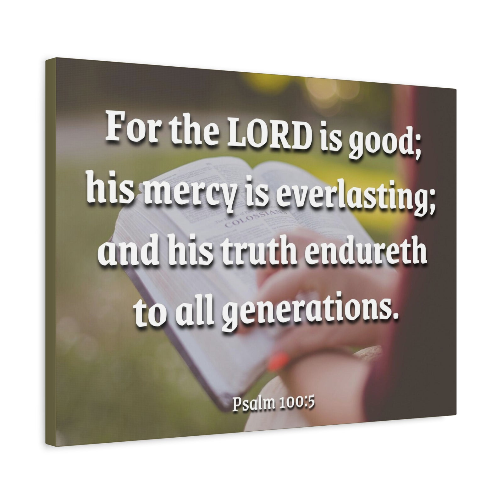 Scripture Canvas Mercy Is Everlasting Psalms 100:5 Christian Wall Art Bible Verse Print Ready to Hang-Express Your Love Gifts