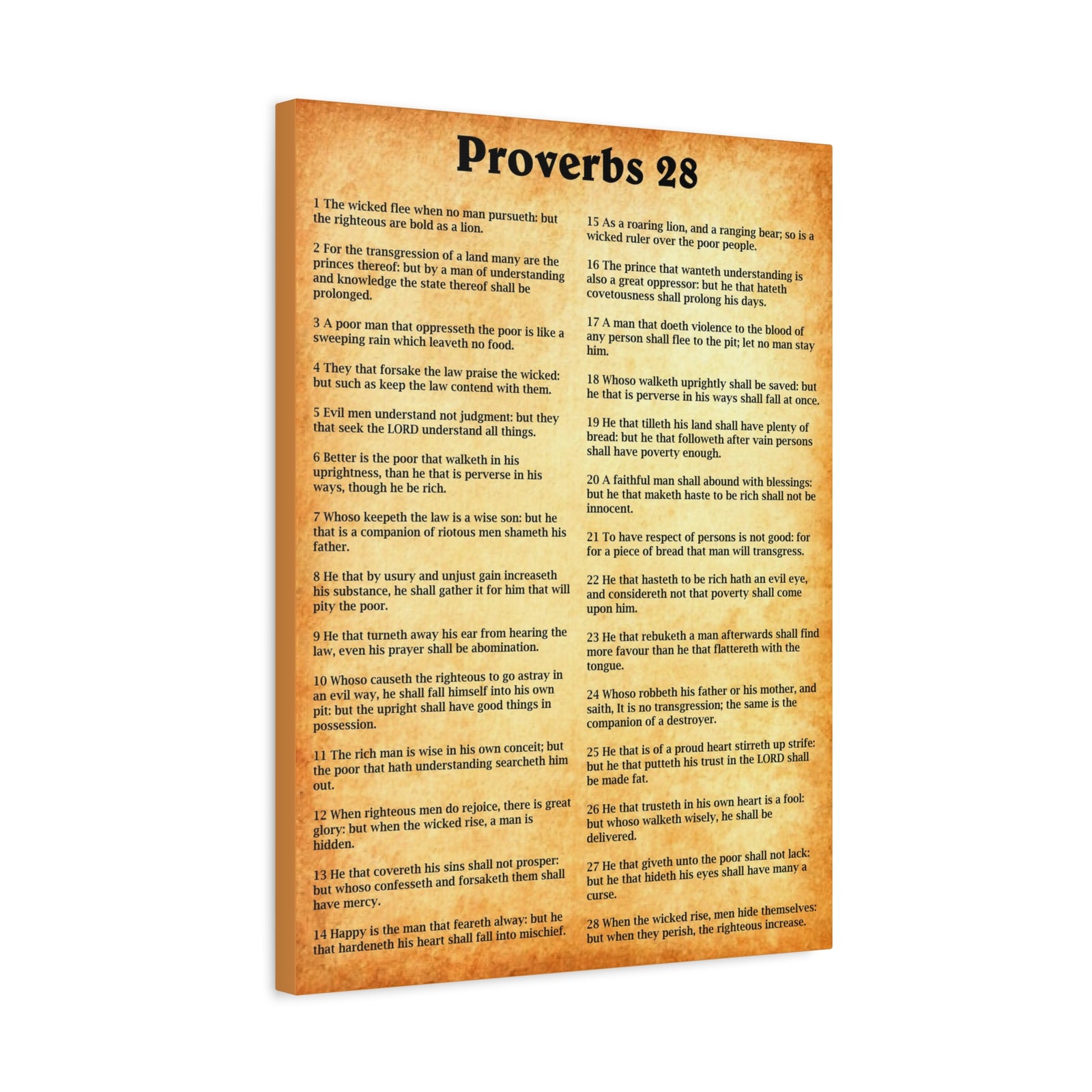 Scripture Walls Proverbs Chapter 28 Gold Bible Canvas Christian Wall Art Ready to Hang Unframed-Express Your Love Gifts