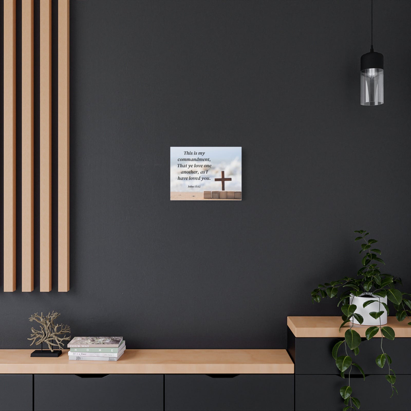 Scripture Canvas My Commandment John 15:12 Christian Wall Art Bible Verse Print Ready to Hang-Express Your Love Gifts