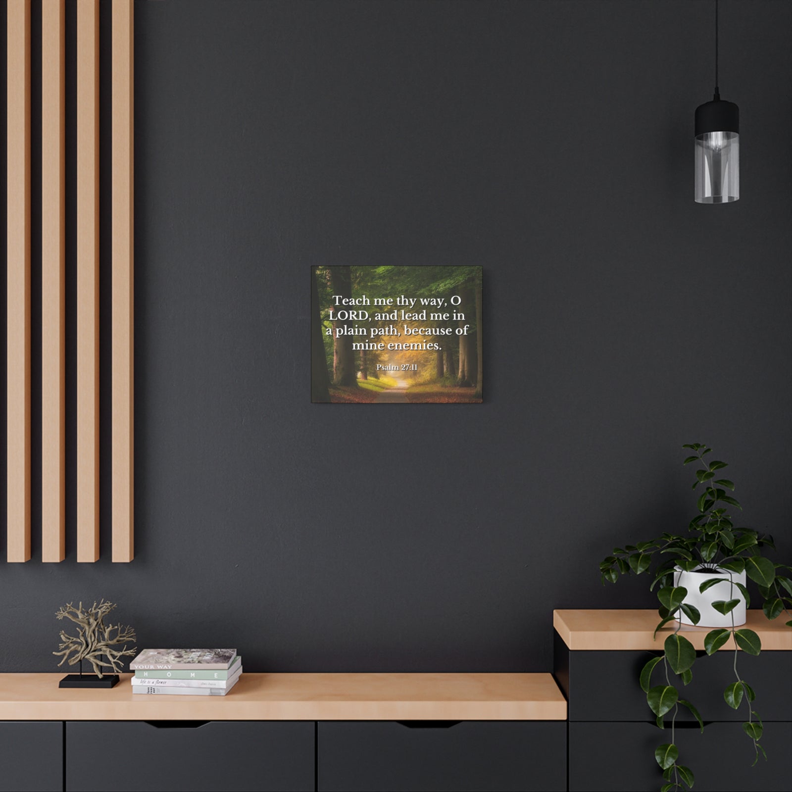 Scripture Canvas Plain Path Psalm 27:11 Christian Wall Art Bible Verse Print Ready to Hang-Express Your Love Gifts