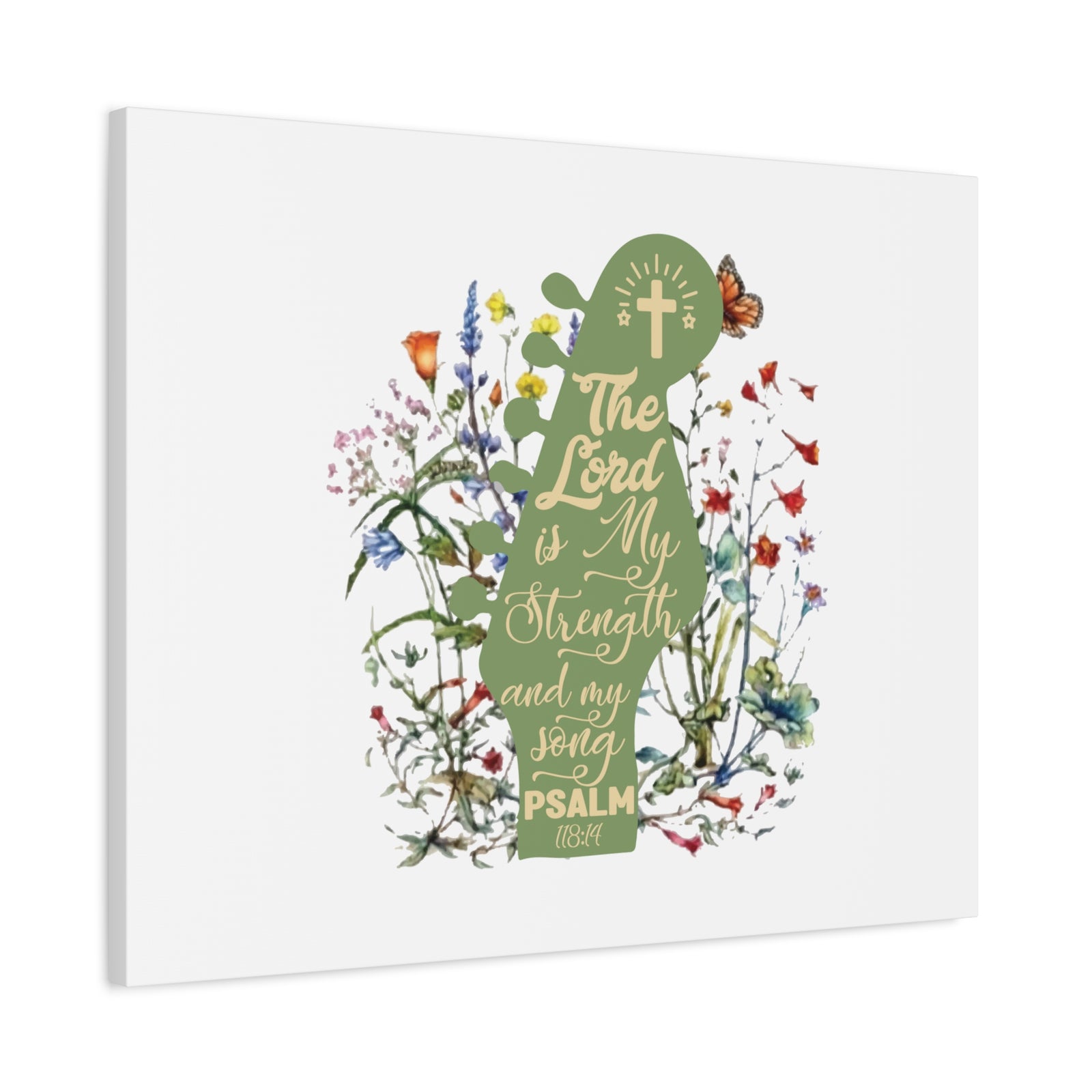 Scripture Canvas The Lord Is My Strength Psalm 118:14 Christian Wall Art Bible Verse Print Ready to Hang-Express Your Love Gifts