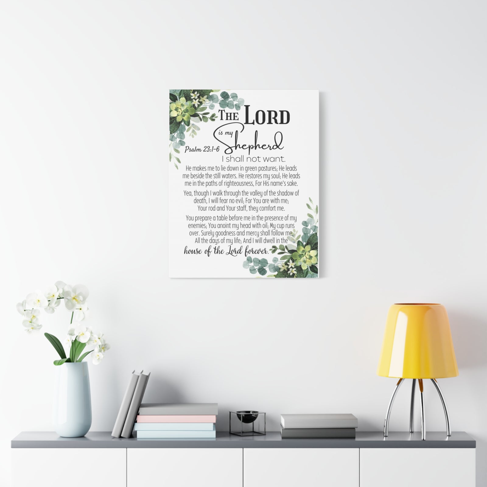Scripture Walls Psalm 23:1-6 I Shall Not Want Bible Verse Canvas Christian Wall Art Ready to Hang Unframed-Express Your Love Gifts