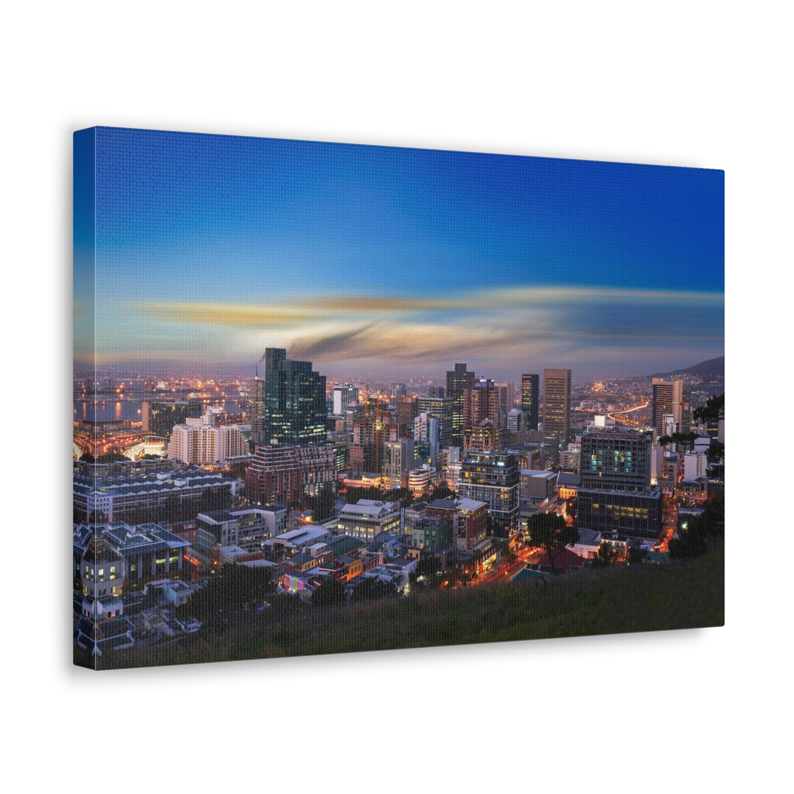 Cape Town Night Skyline Canvas Artwork High-Quality Breathtaking Stunning Cityscape for Home Decor Ready to Hang-Express Your Love Gifts