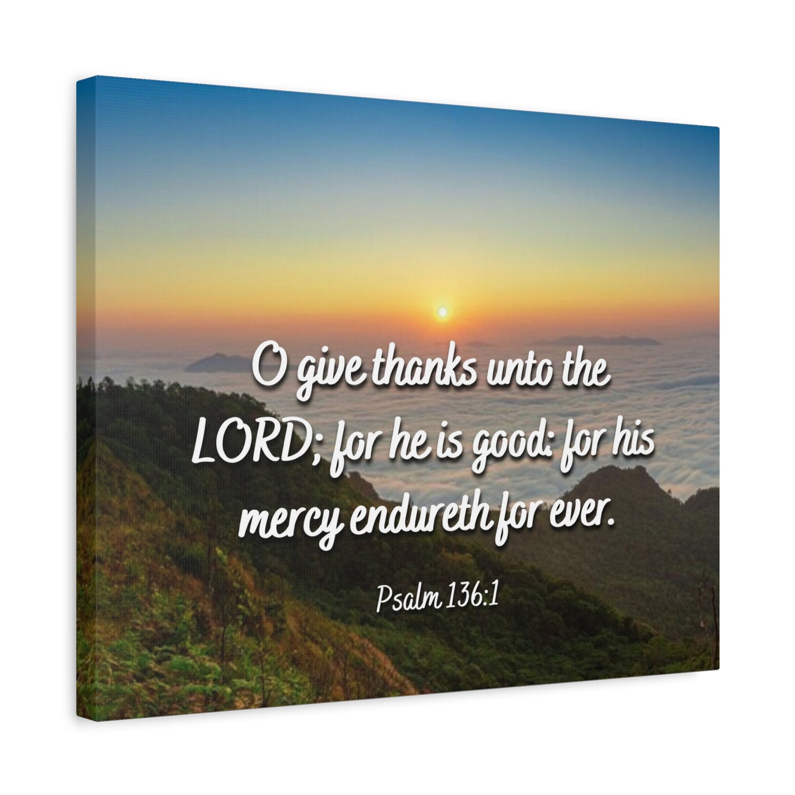 Scripture Canvas For His Mercy Psalm 136:1 Christian Wall Art Bible Verse Print Ready to Hang-Express Your Love Gifts