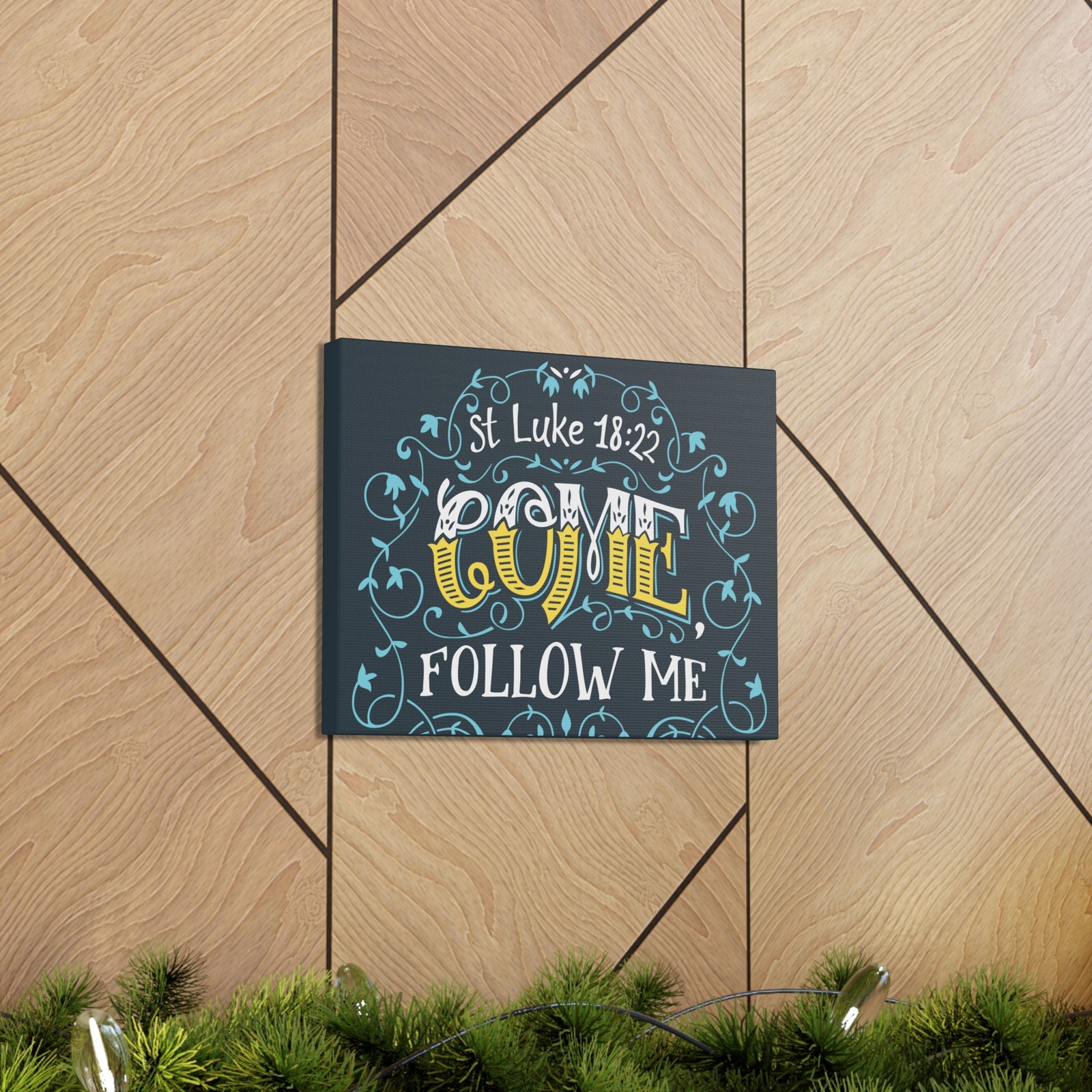 Scripture Canvas Come Follow Me Luke 18:22 Christian Wall Art Bible Verse Print Ready To Hang-Express Your Love Gifts