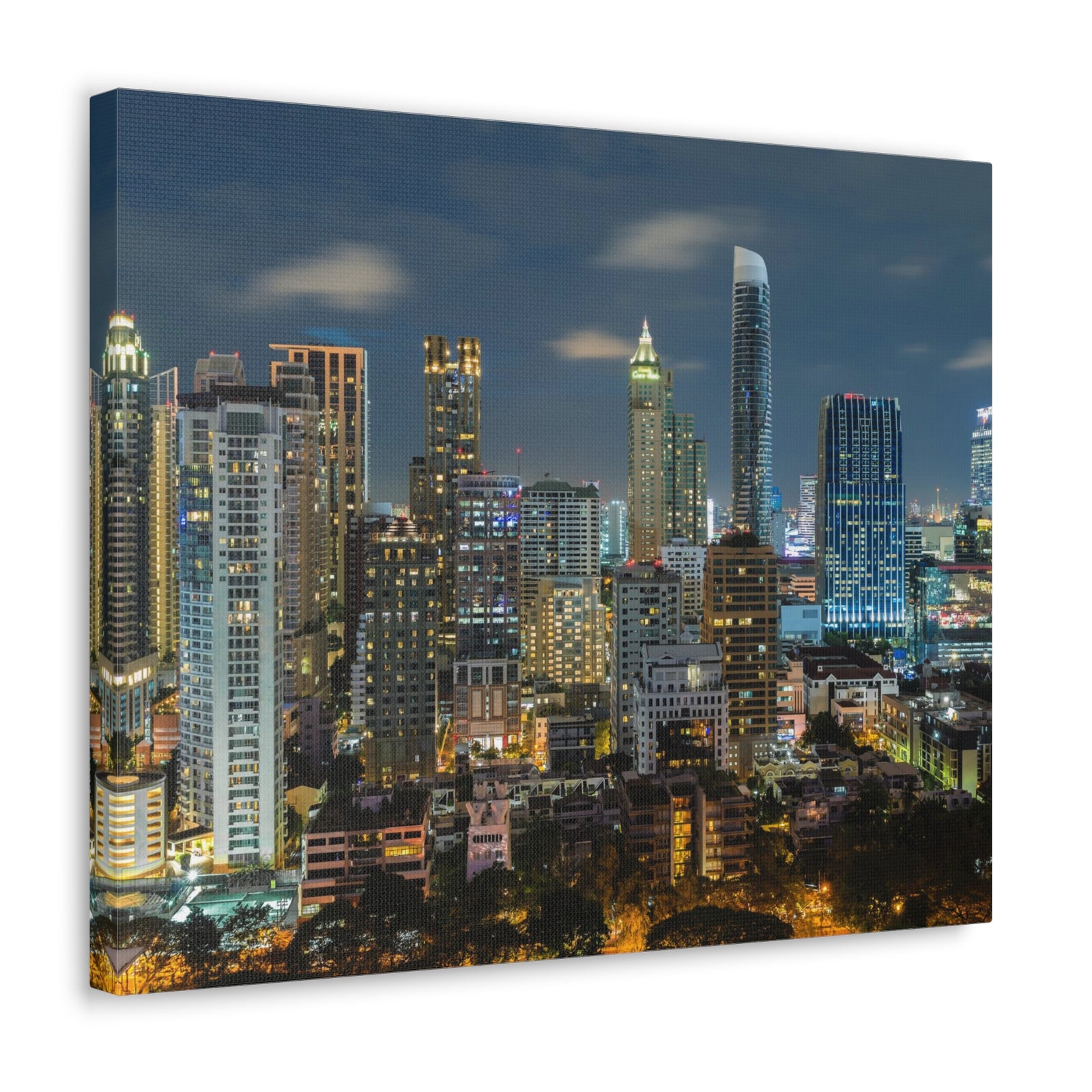 Bangkok Night Skyline Canvas Artwork High-Quality Breathtaking Stunning Cityscape for Home Decor Ready to Hang-Express Your Love Gifts