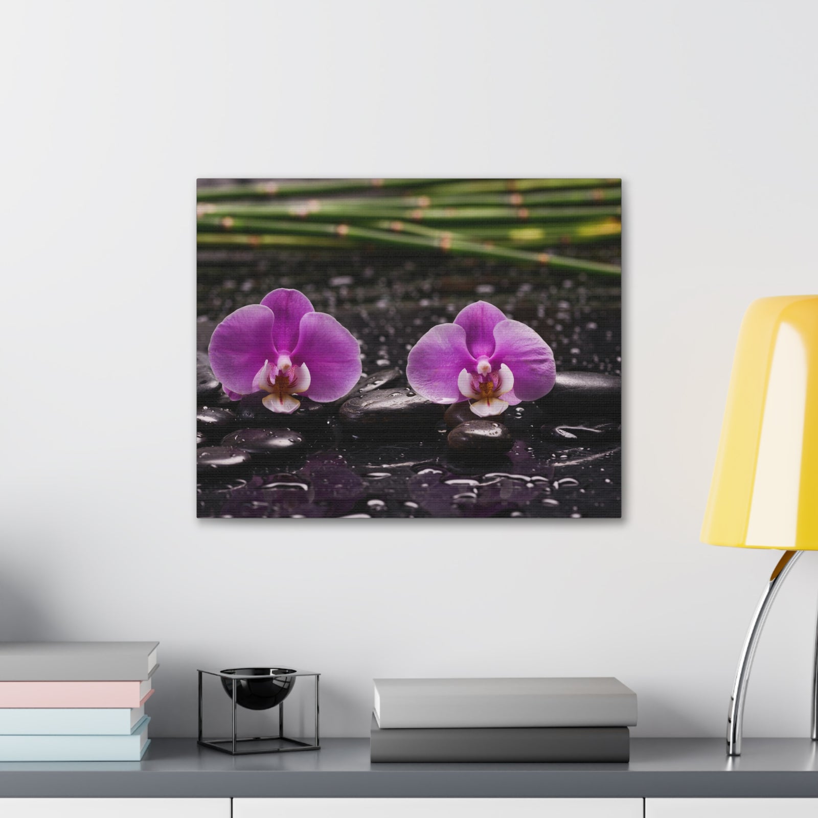 Two Pink Orchid Forest Floral Nature Photography Canvas Wall Art for Home Decor Ready-to-Hang-Express Your Love Gifts