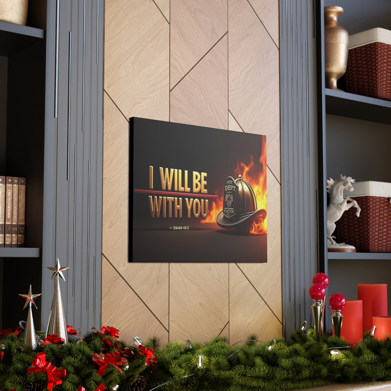 Scripture Walls Isaiah 43:2 Firefighter I Will Be With You Bible Verse Canvas Christian Wall Art Ready to Hang Unframed-Express Your Love Gifts