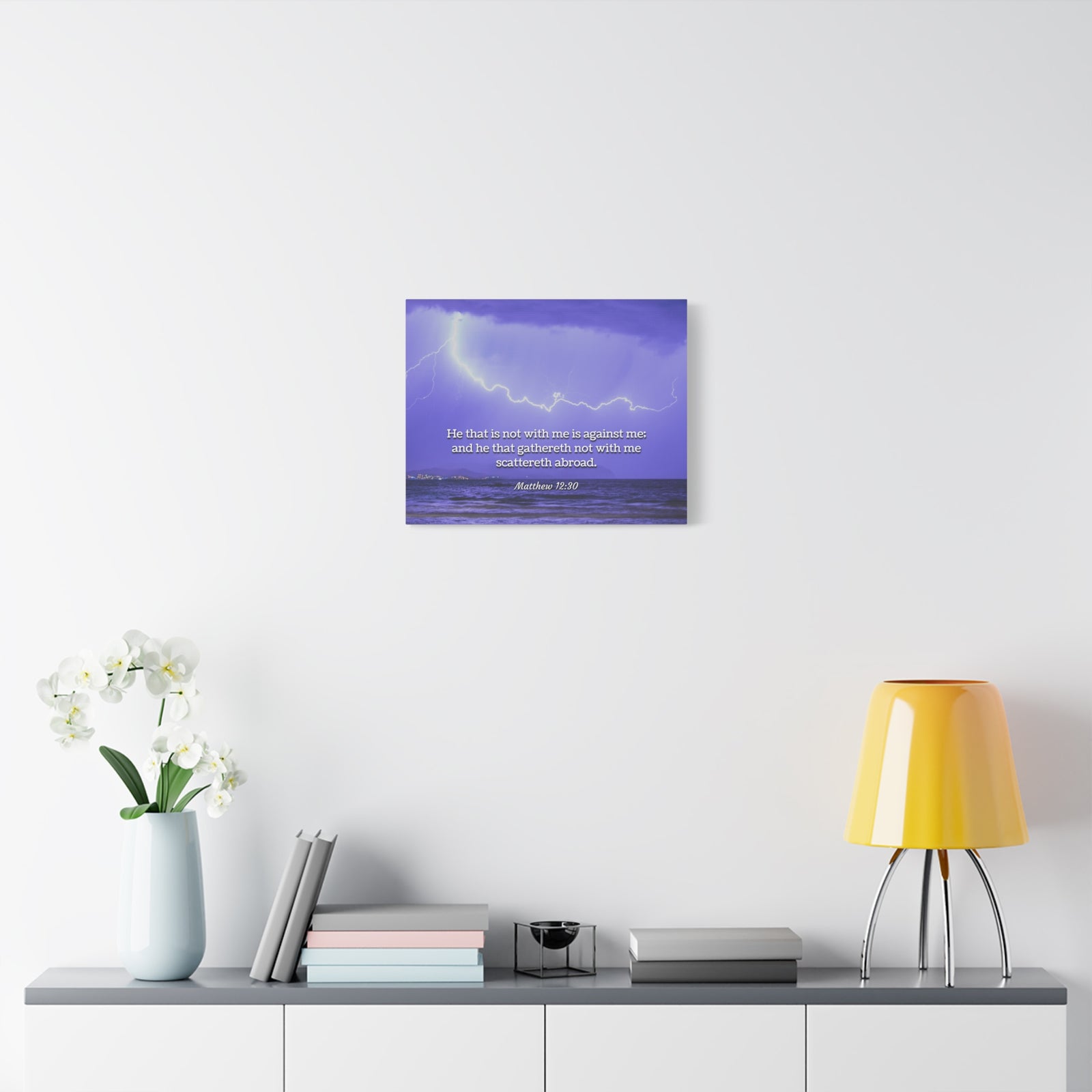 Scripture Canvas With Christ Matthew 12:30 Christian Wall Art Bible Verse Print Ready to Hang-Express Your Love Gifts