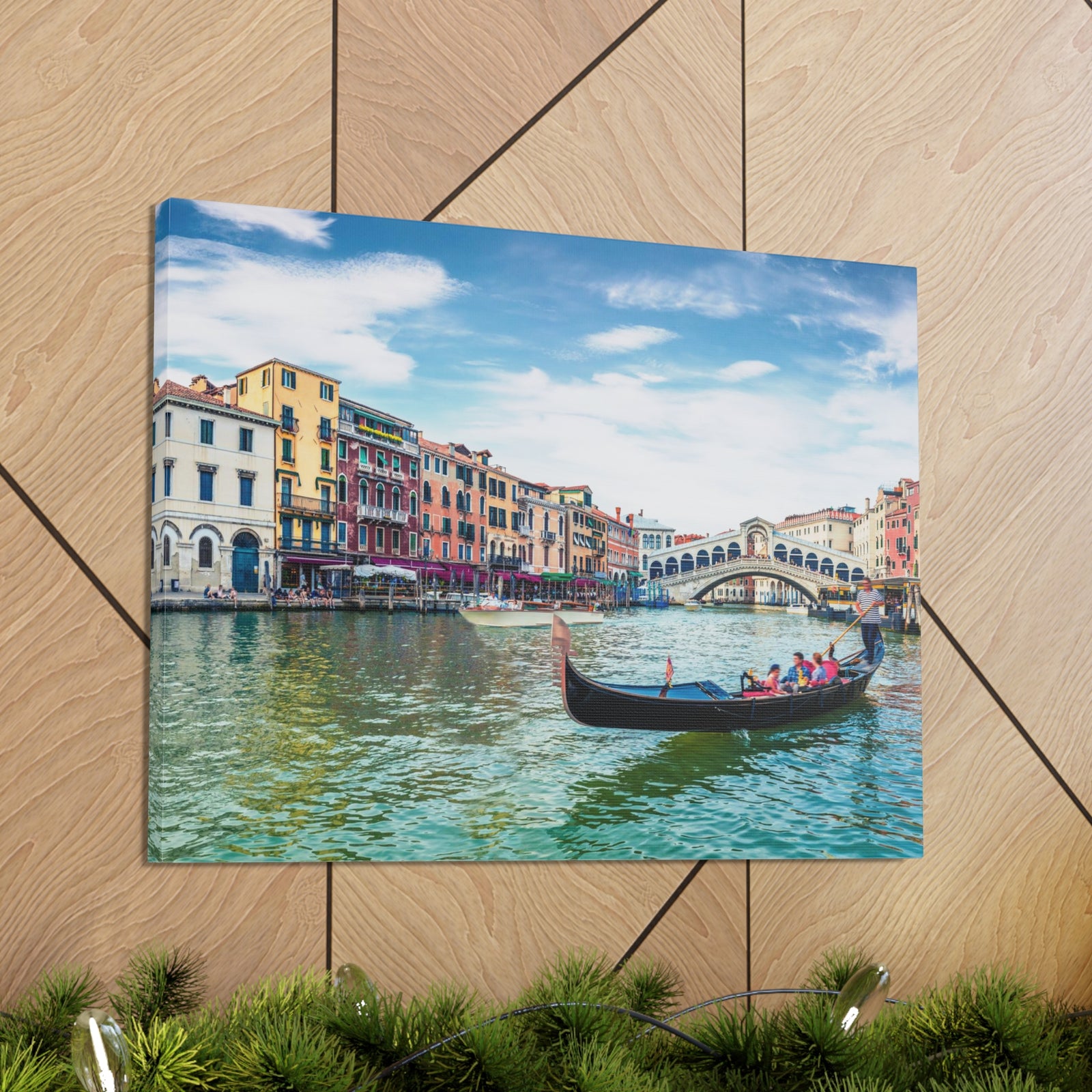Venice Rialto Bridge Blue Sky Nature Wilderness Photography Canvas Wall Art for Home Decor Ready-to-Hang-Express Your Love Gifts
