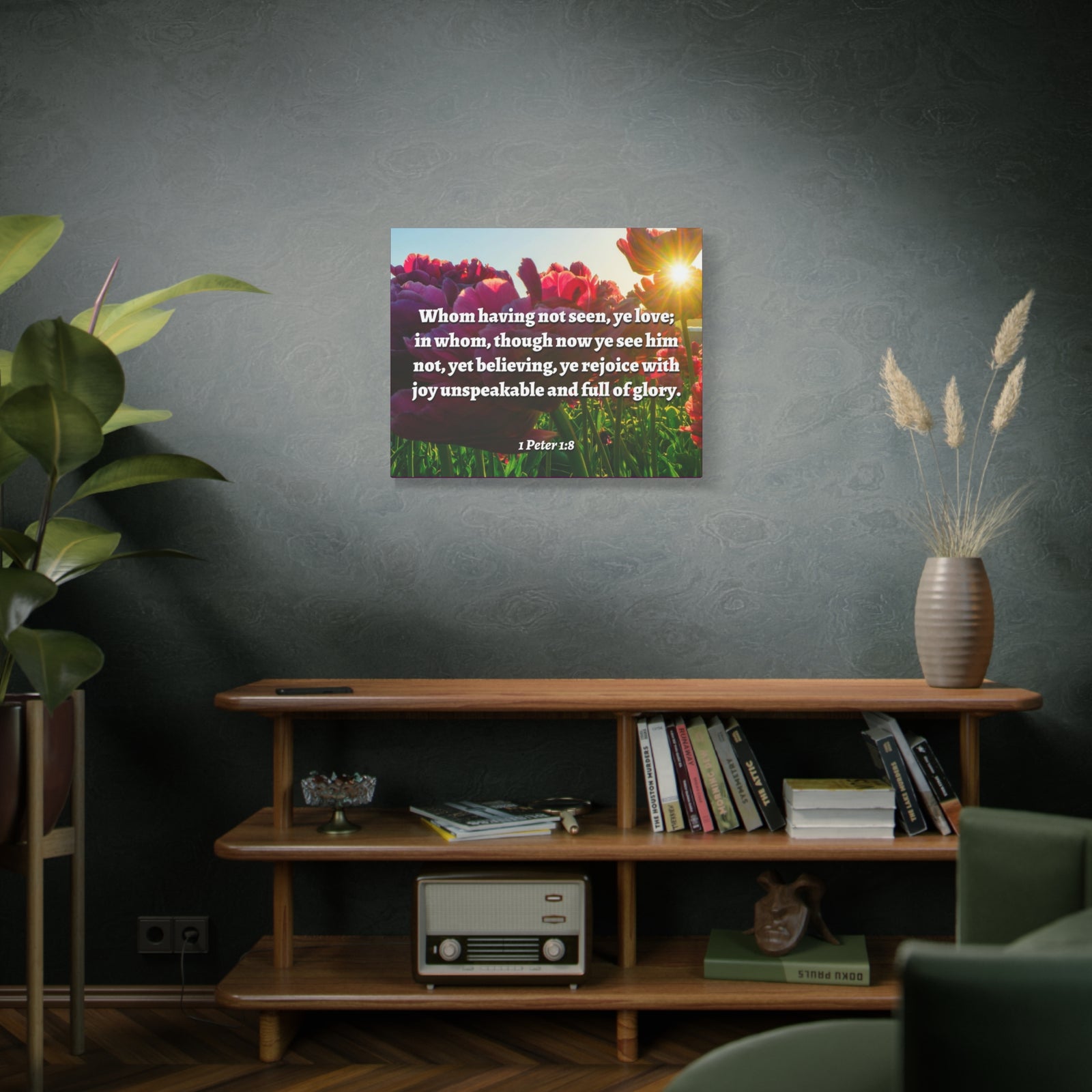 Scripture Canvas Not Seen 1 Peter 1:8 Christian Wall Art Bible Verse Print Ready to Hang-Express Your Love Gifts