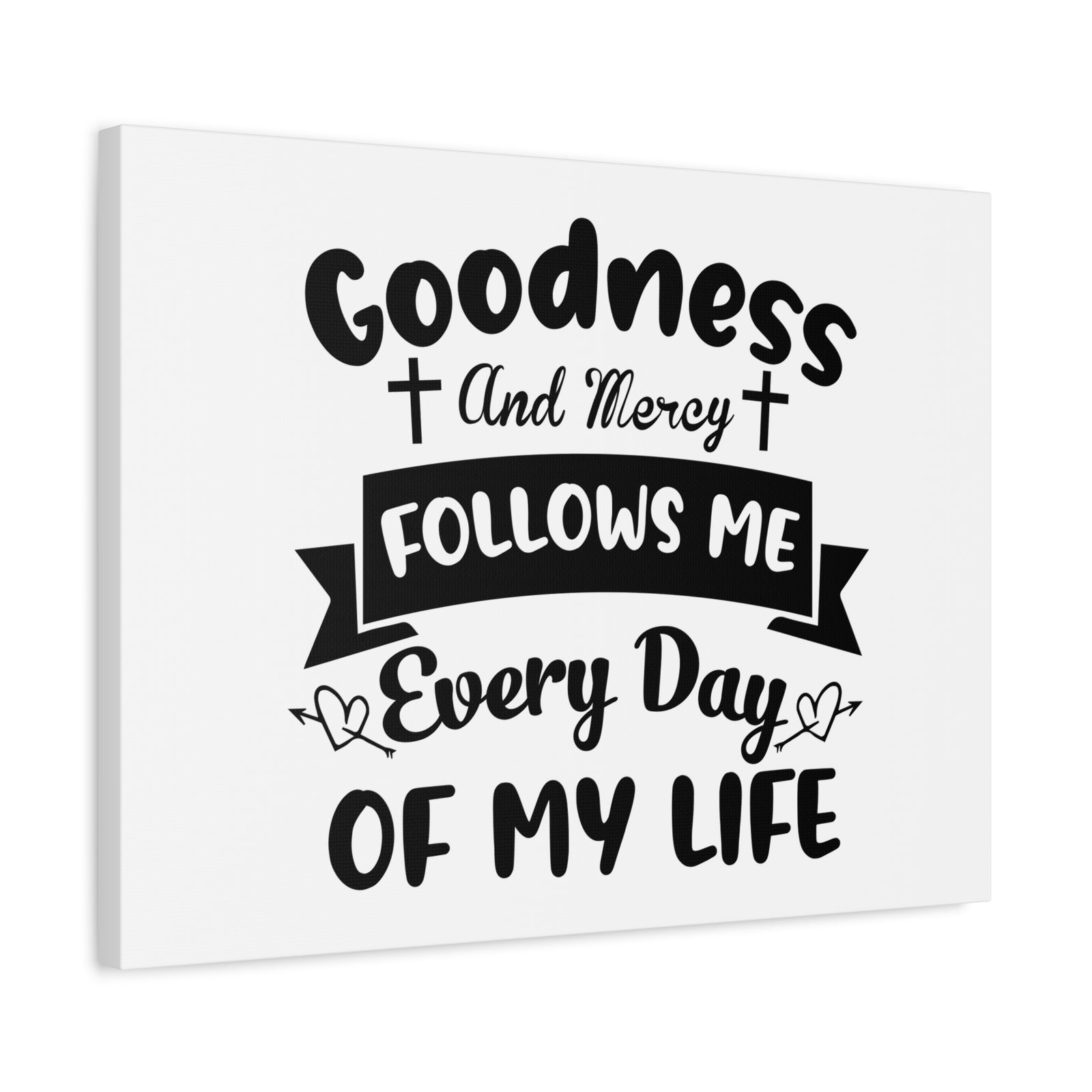 Scripture Canvas Goodness And Mercy Psalms 23:6 Cross Christian Wall Art Bible Verse Print Ready to Hang-Express Your Love Gifts