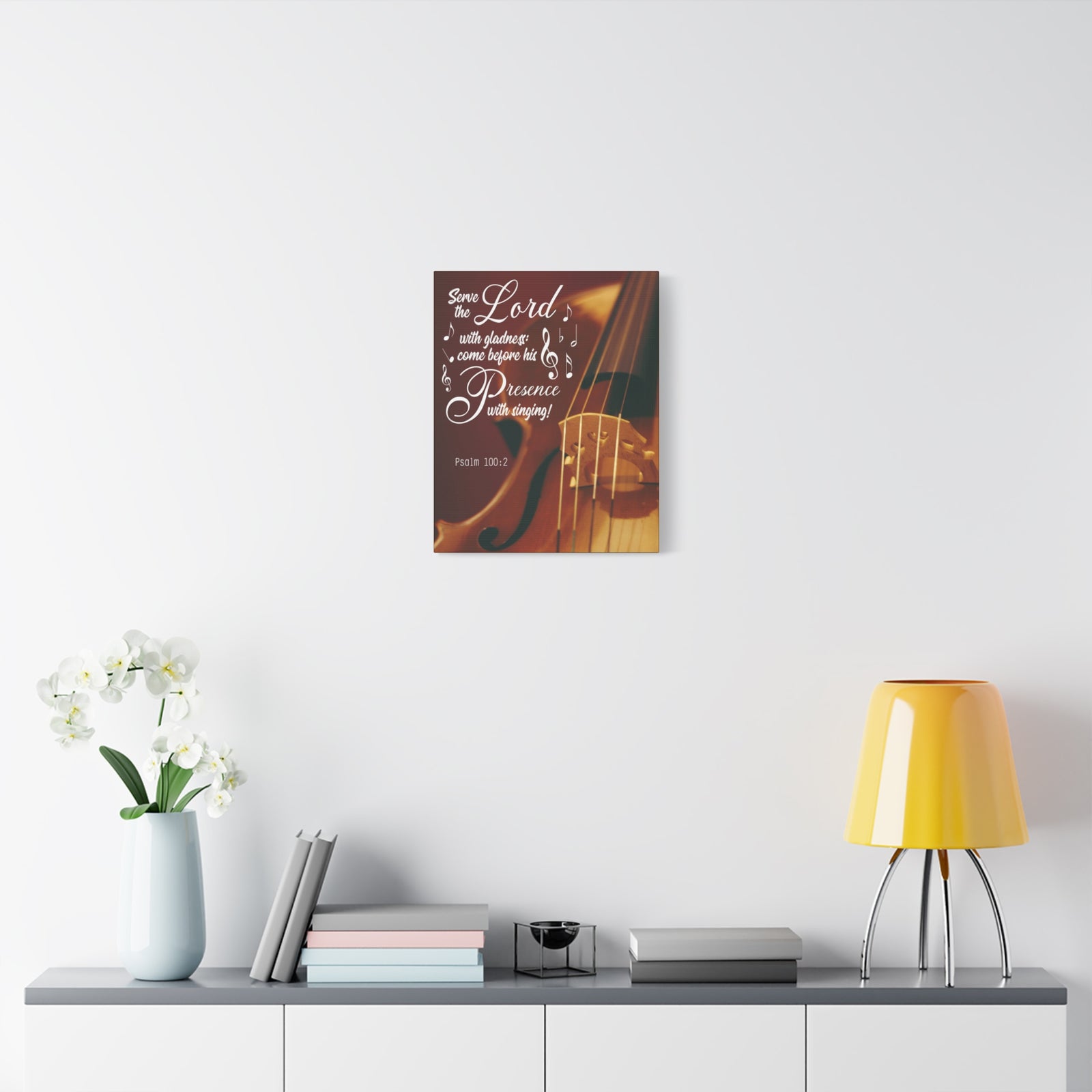 Scripture Canvas Serve the Lord With Gladness Psalm 100:2 Christian Wall Art Bible Verse Print Ready to Hang-Express Your Love Gifts
