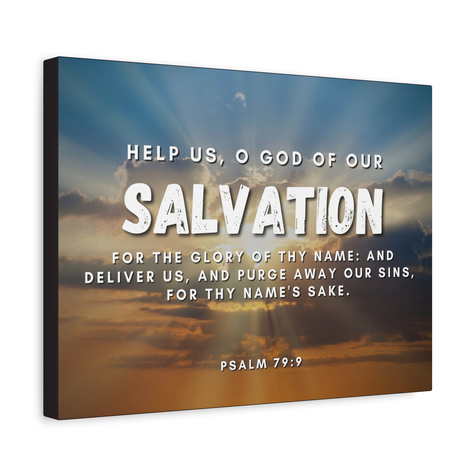 Scripture Canvas Salvation Psalm 79:9 Christian Wall Art Bible Verse Print Ready to Hang-Express Your Love Gifts