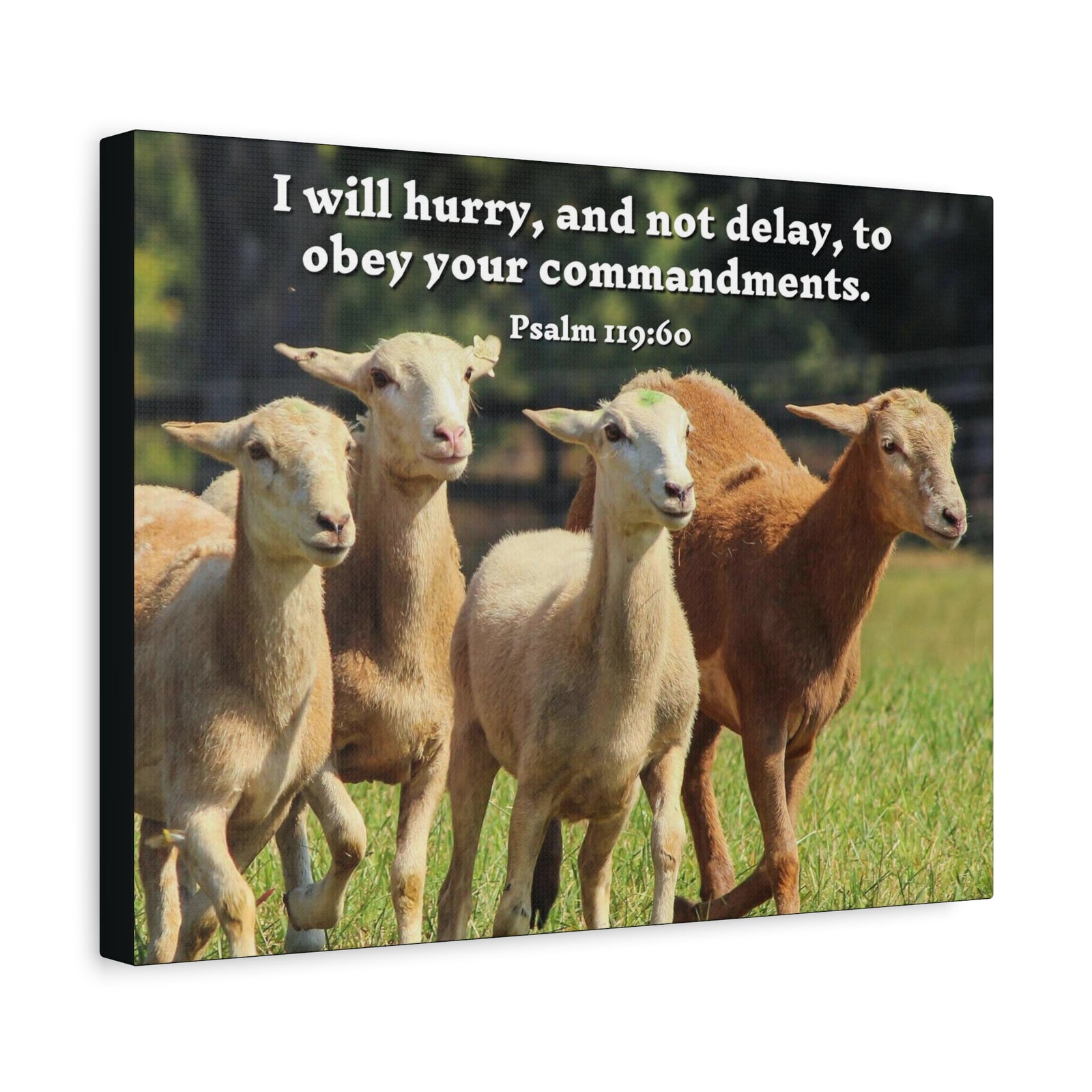 Scripture Canvas Obey Your Commandments Psalm 119:60 Christian Wall Art Bible Verse Print Ready to Hang-Express Your Love Gifts