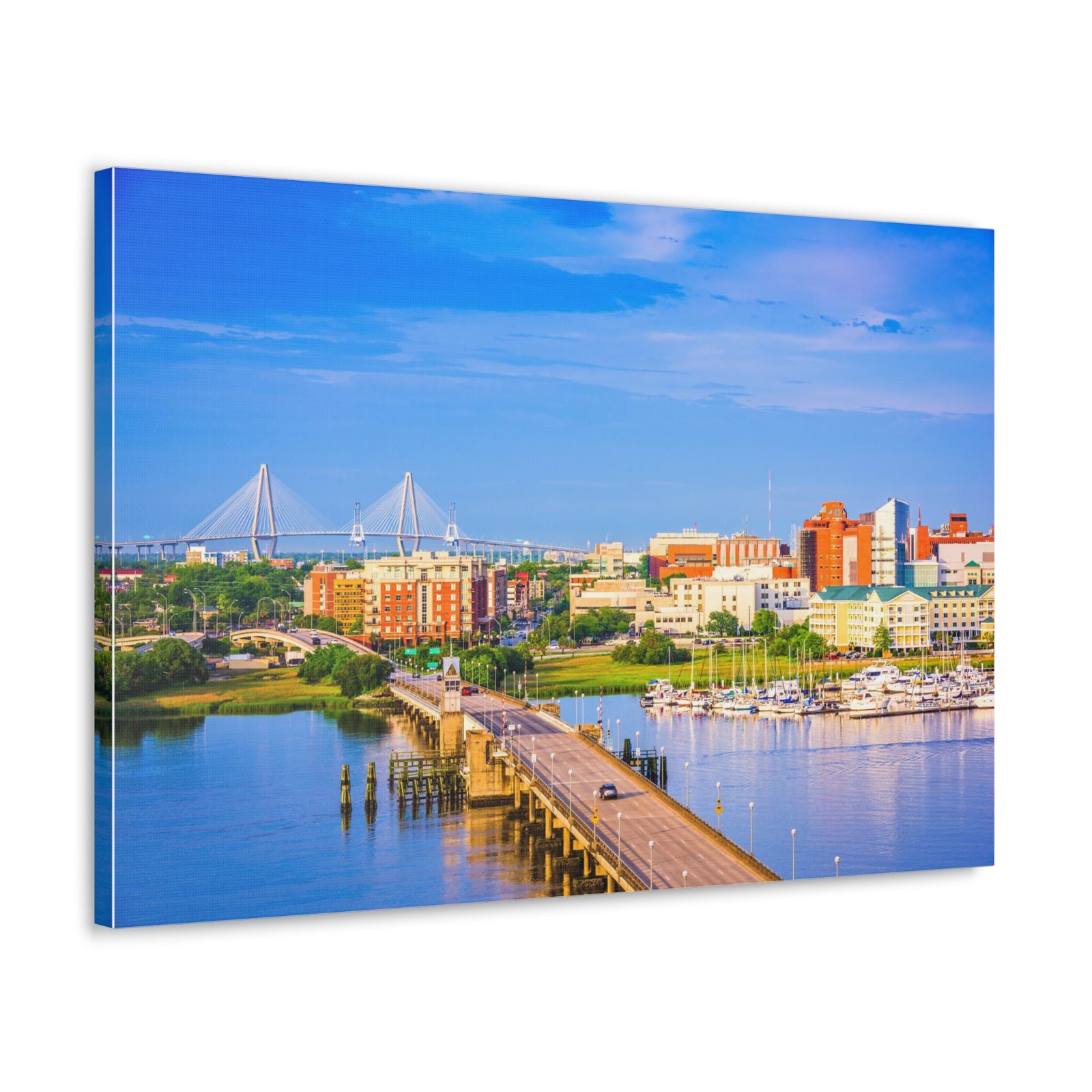 Charleston Daytime Skyline Canvas Artwork High-Quality Breathtaking Stunning Cityscape for Home Decor Ready to Hang-Express Your Love Gifts