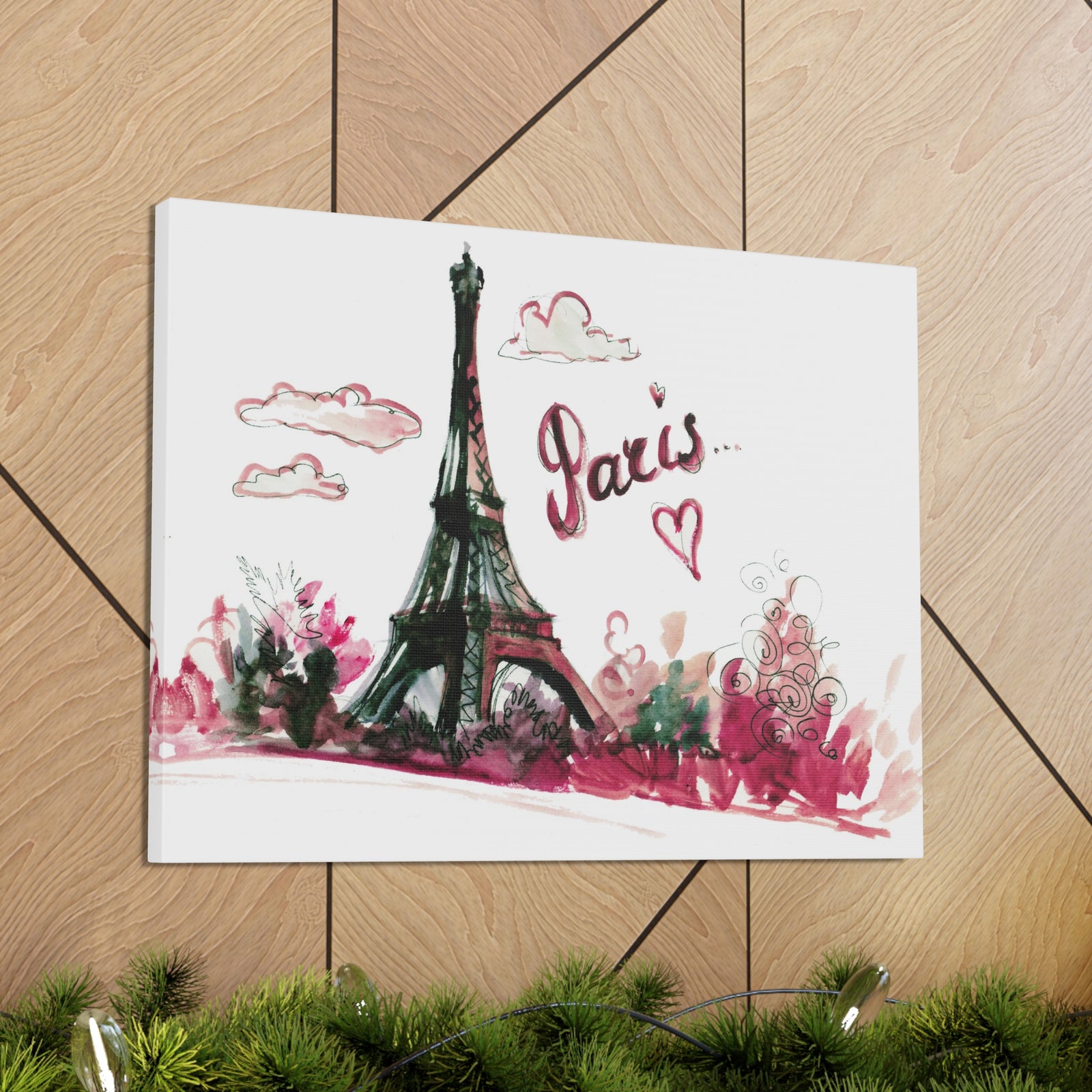 Pink Eiffel Tower Illustration Paris France Canvas Artwork High-Quality Breathtaking French City for Home Decor Ready to Hang-Express Your Love Gifts