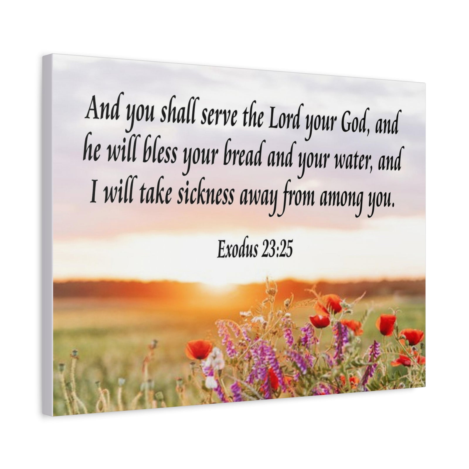 Bible Verse Canvas And You Shall Serve the Lord Exodus 23:25 Scripture Wall Art Christian Home Decor-Express Your Love Gifts