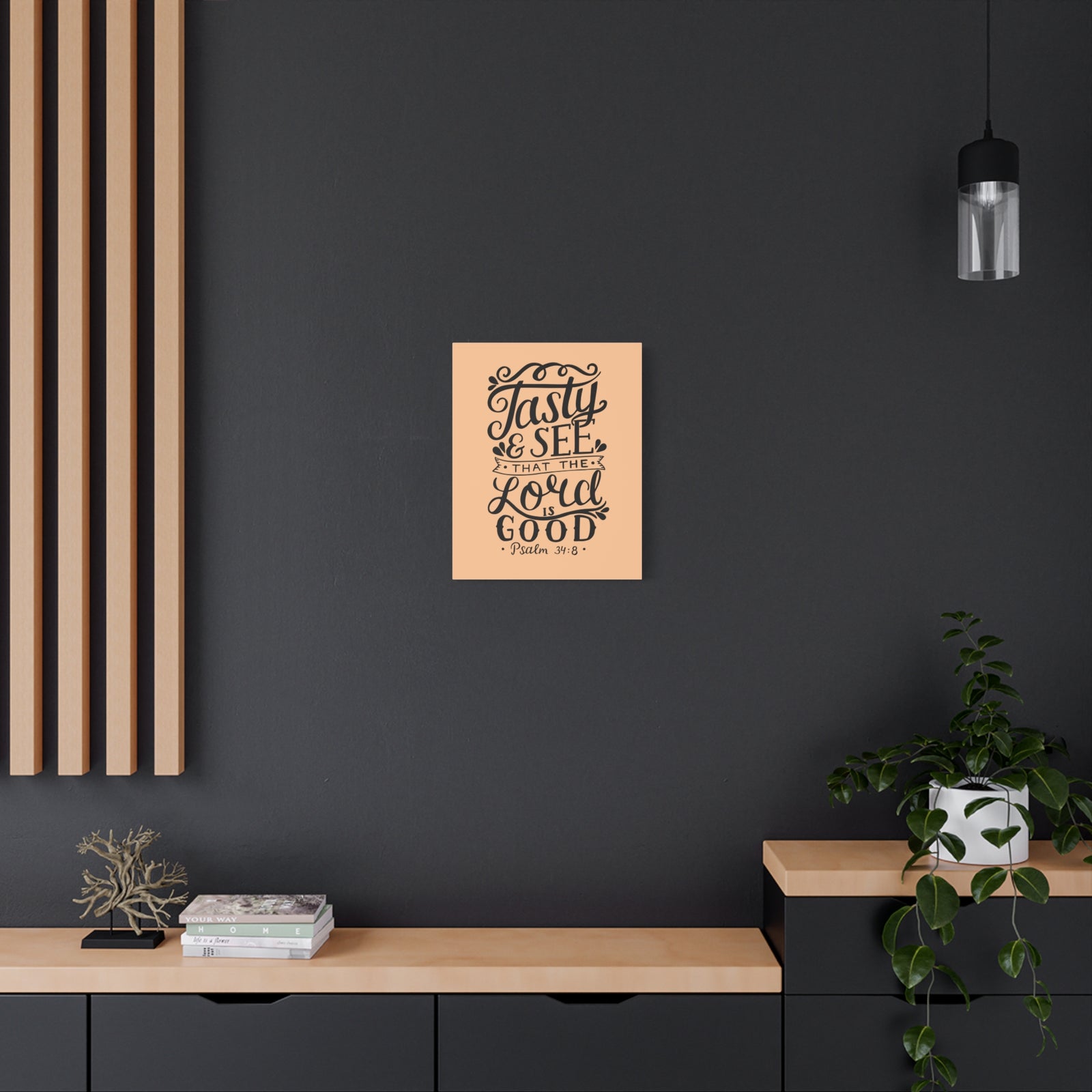 Scripture Canvas Tasty And See That Psalm 34:8 Christian Wall Art Bible Verse Print Ready To Hang-Express Your Love Gifts