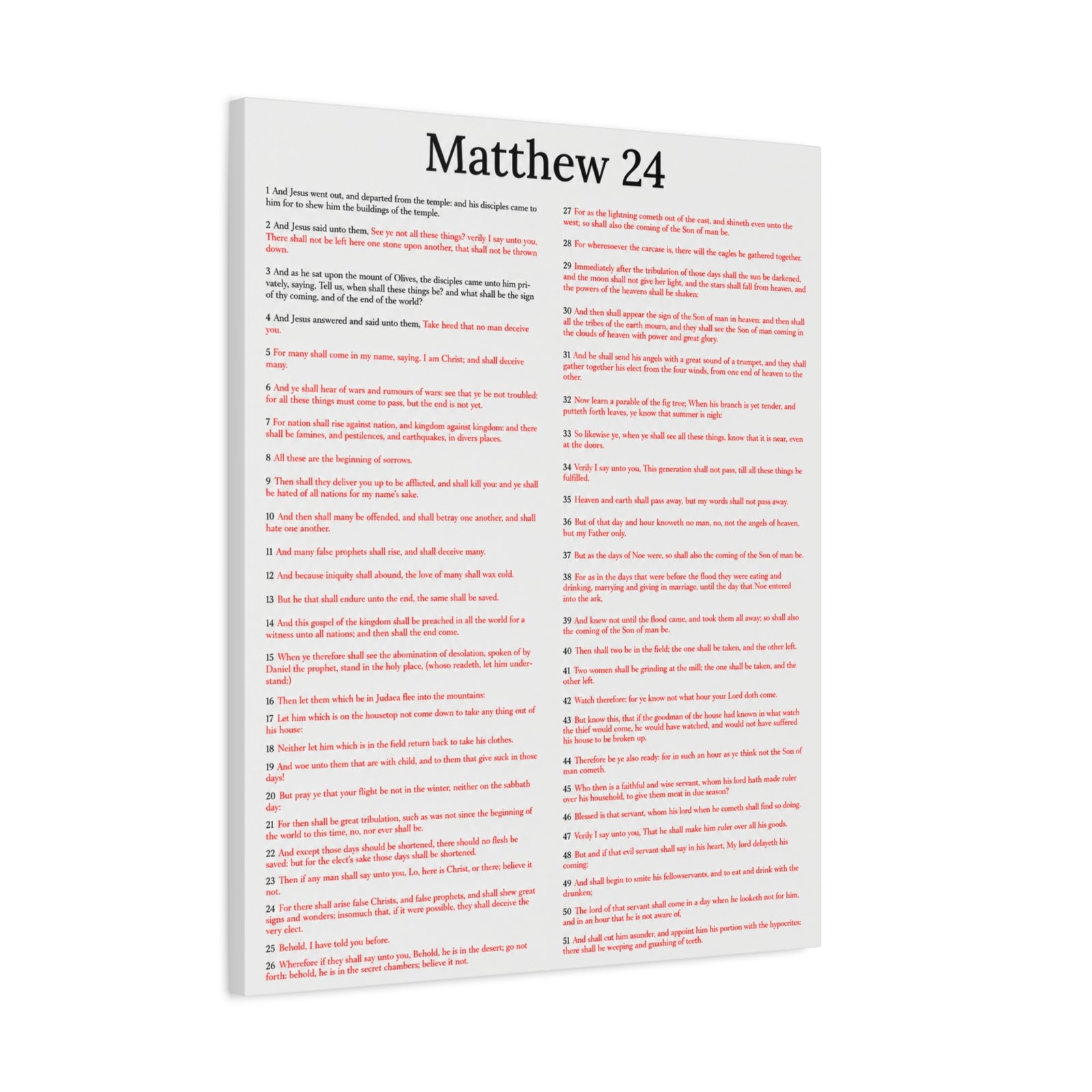 Scripture Walls Christ Words in Red Matthew 24 Chapter Christian Wall Art Print Ready to Hang Unframed-Express Your Love Gifts