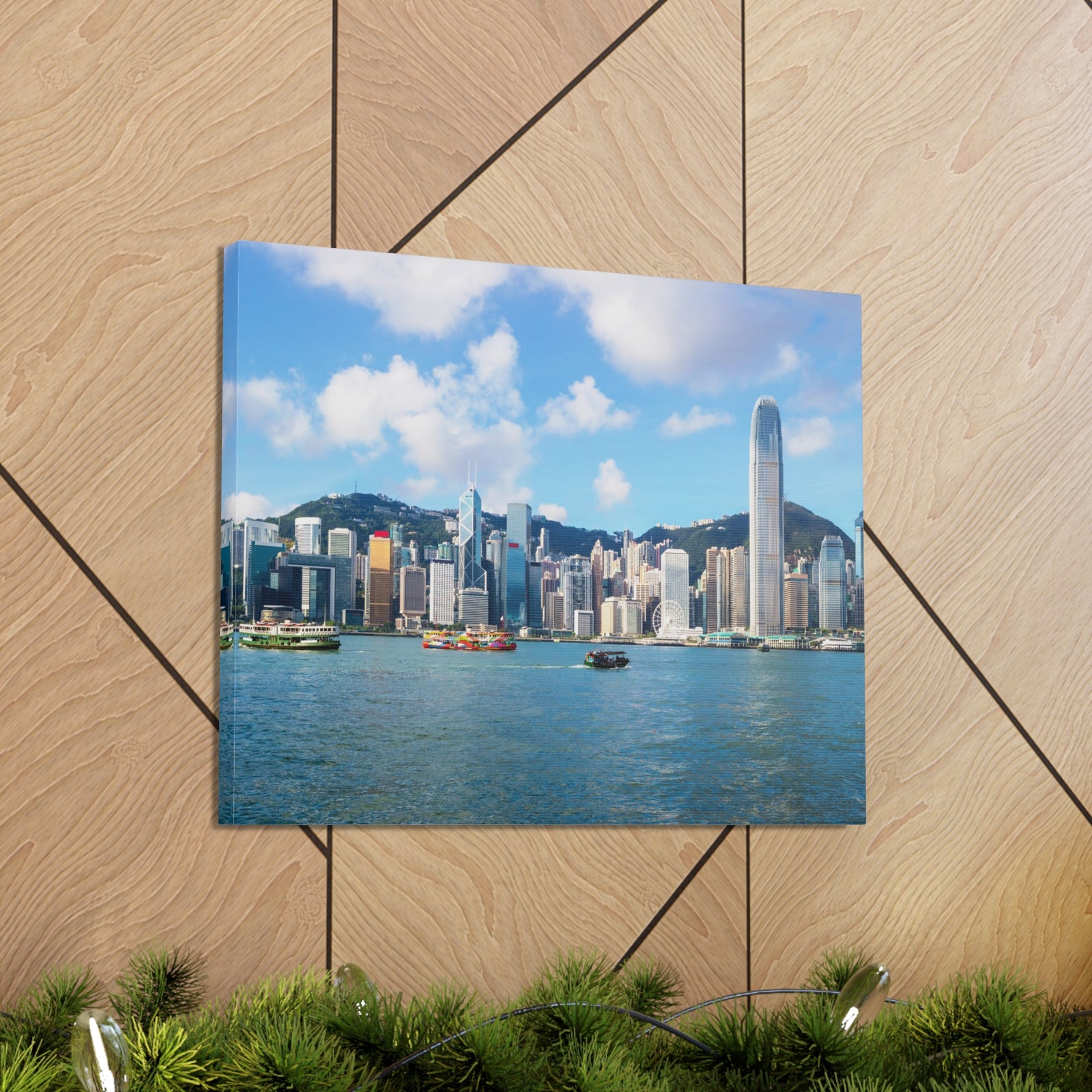 Hong Kong Daytime Skyline Canvas Artwork High-Quality Breathtaking Stunning Cityscape for Home Decor Ready to Hang-Express Your Love Gifts