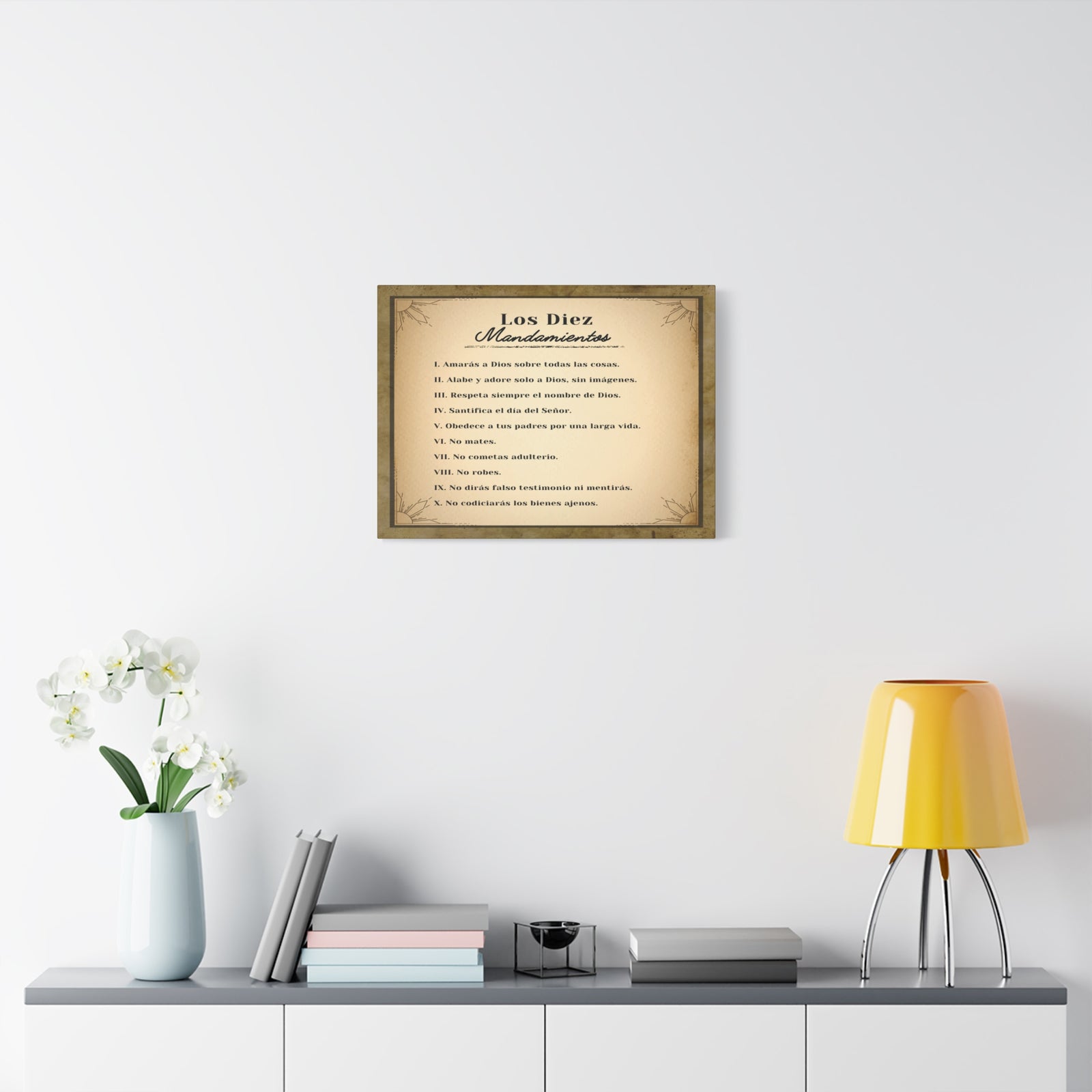 Los Diez Mandamientos 10 Commandments Spanish Christian Wall Art Print Ready to Hang-Express Your Love Gifts