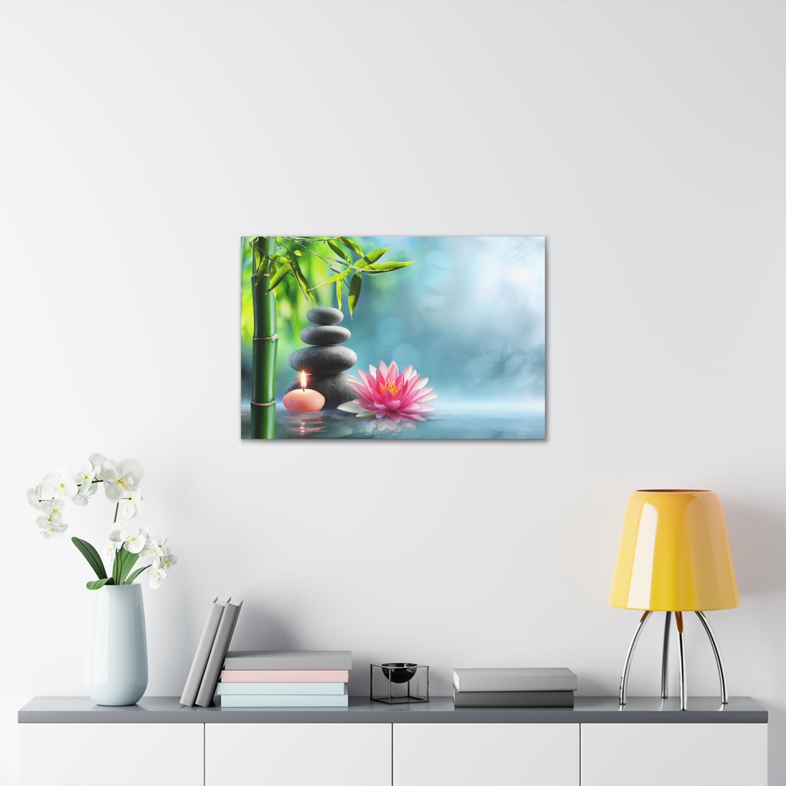 Massage Stones and Waterlily Forest Floral Nature Photography Canvas Wall Art for Home Decor Ready-to-Hang-Express Your Love Gifts