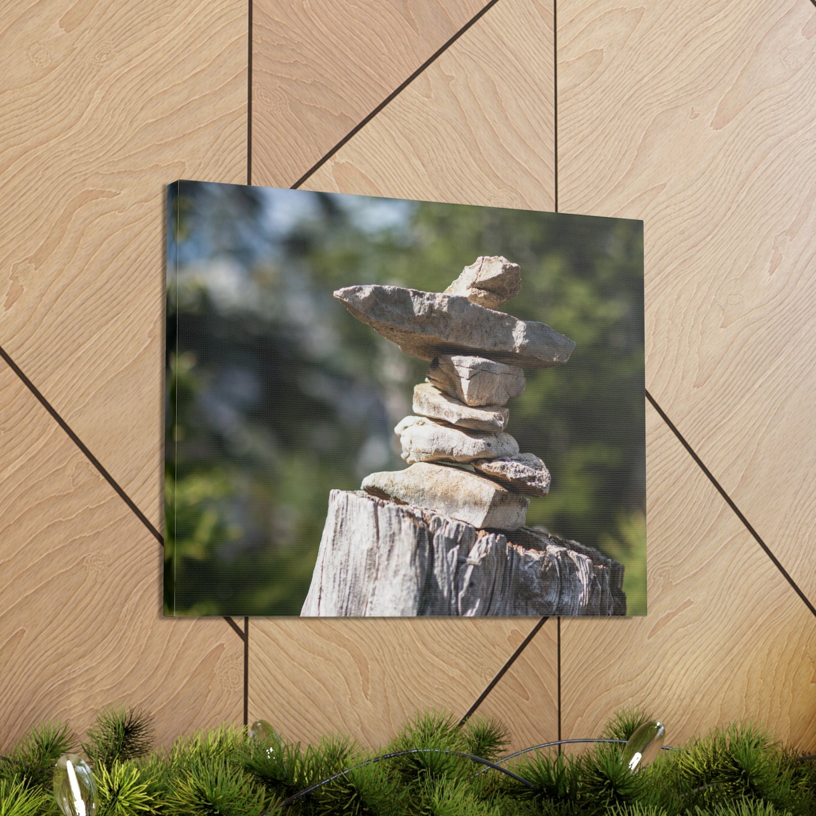Stones Trail as Marker Forest Floral Nature Photography Canvas Wall Art for Home Decor Ready-to-Hang-Express Your Love Gifts