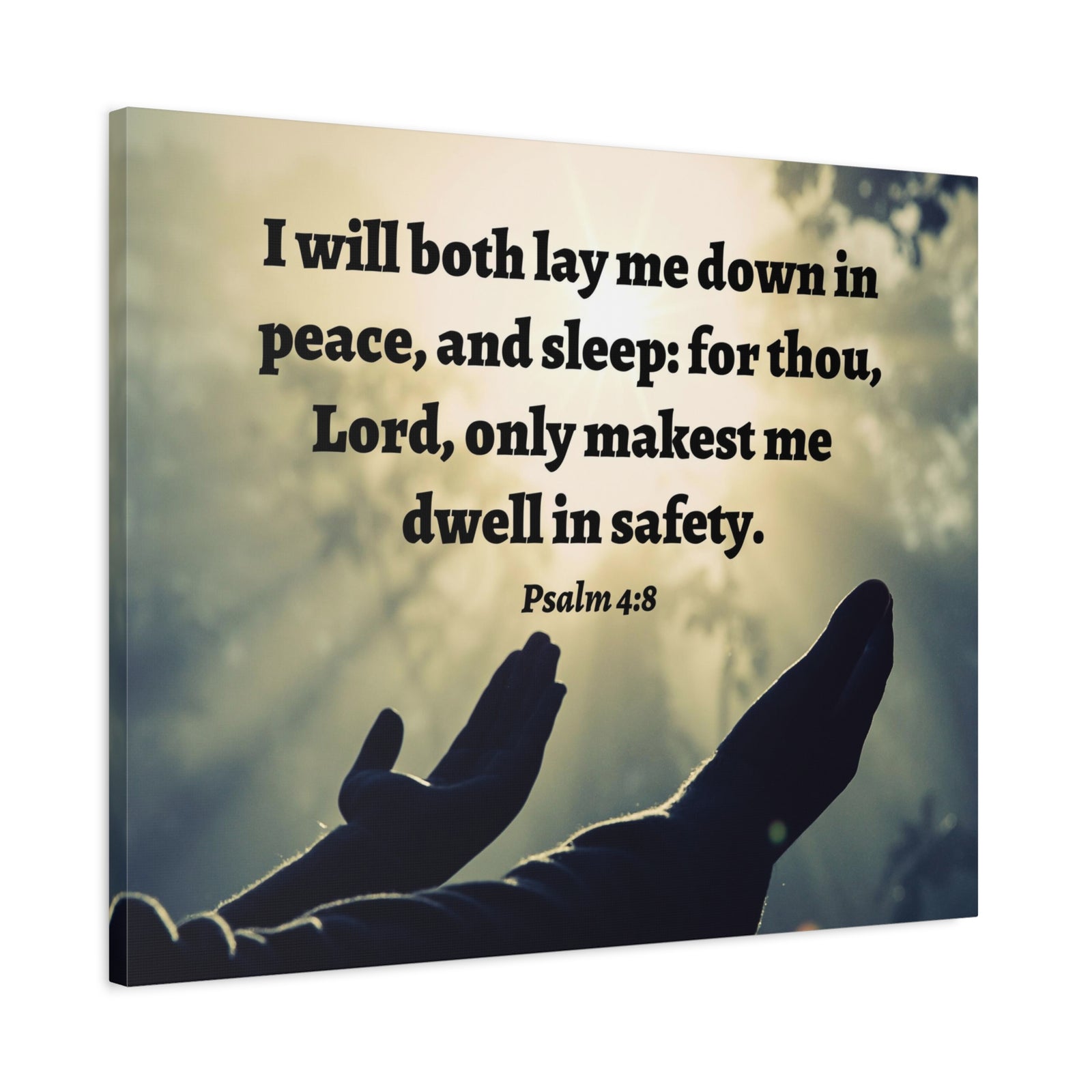 Scripture Walls Dwell In Safety Psalm 4:8 Bible Verse Canvas Christian Wall Art Ready to Hang-Express Your Love Gifts