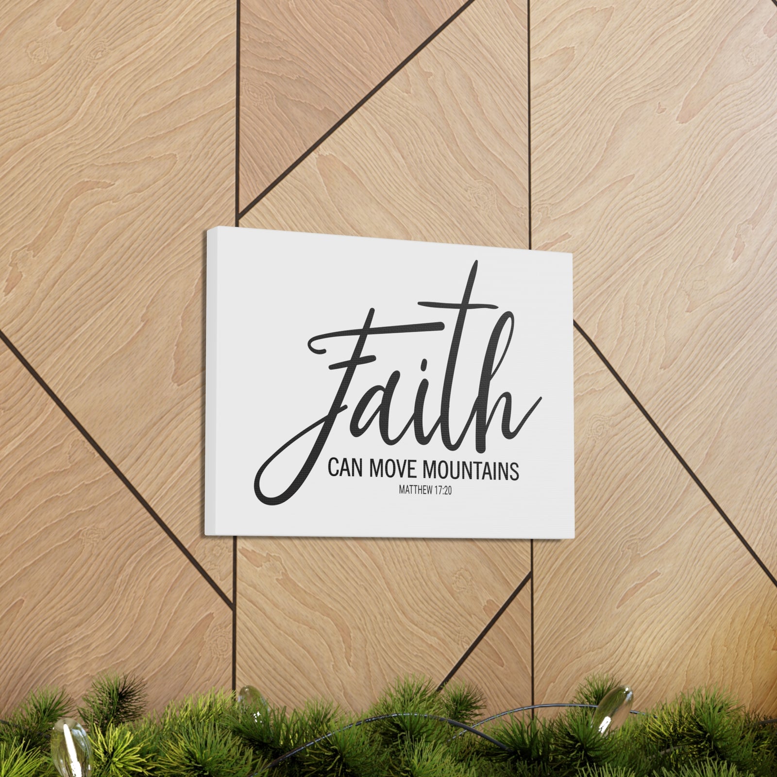 Scripture Canvas Faith Can Move Mountains Matthew 17:20 Christian Wall Art Bible Verse Print Ready To Hang-Express Your Love Gifts