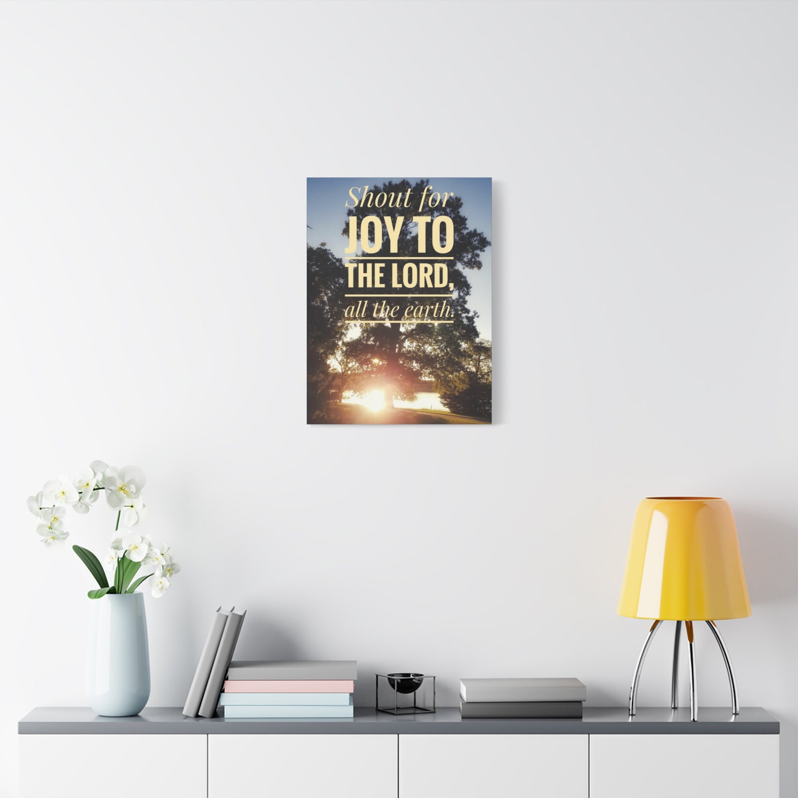 Scripture Canvas Joy To The Lord Psalms 100:1 Christian Wall Art Bible Verse Print Ready to Hang-Express Your Love Gifts