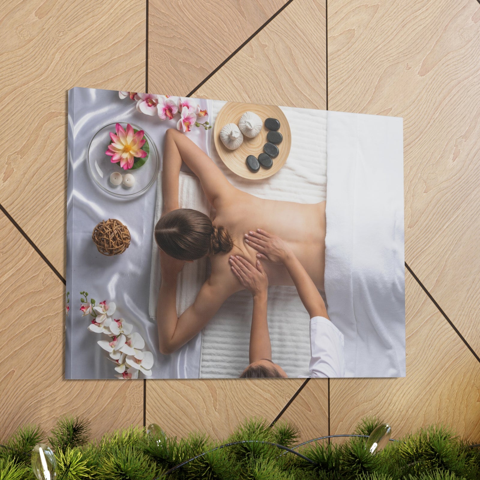 Woman Spa Massage Forest Floral Nature Photography Canvas Wall Art for Home Decor Ready-to-Hang-Express Your Love Gifts